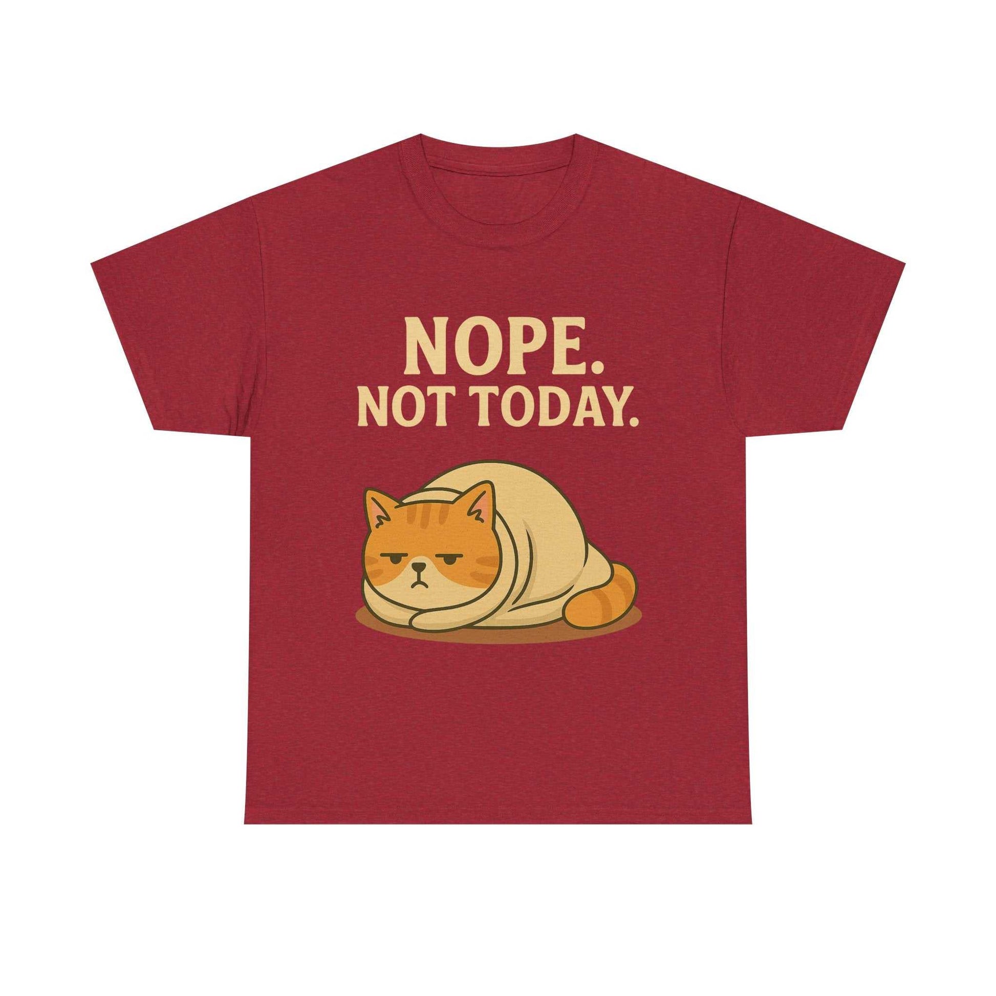 Lazy Cat "Nope. Not Today." Funny Graphic T-Shirt