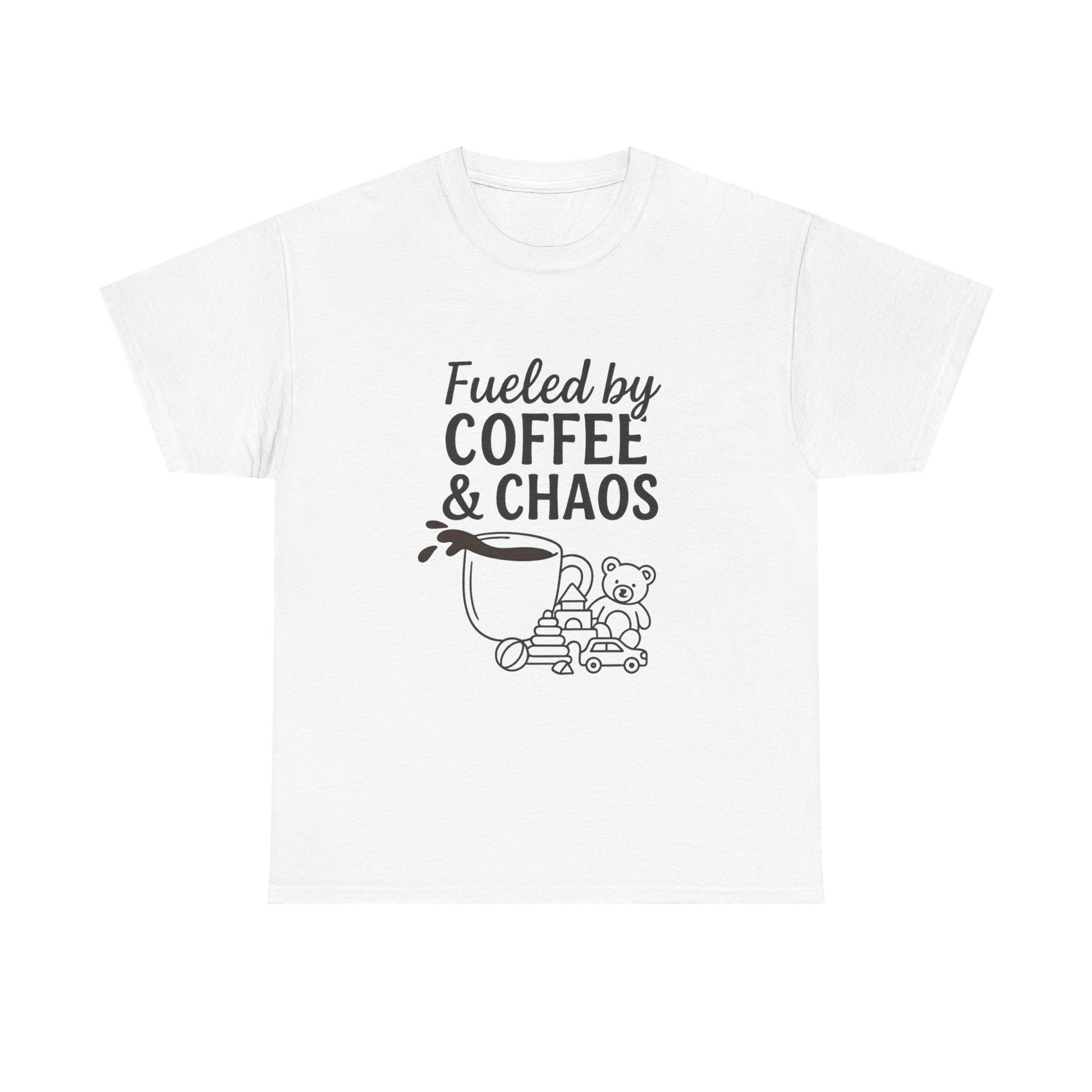 Fueled by Coffee & Chaos Shirt – Funny Unisex Tee for Moms & Dads