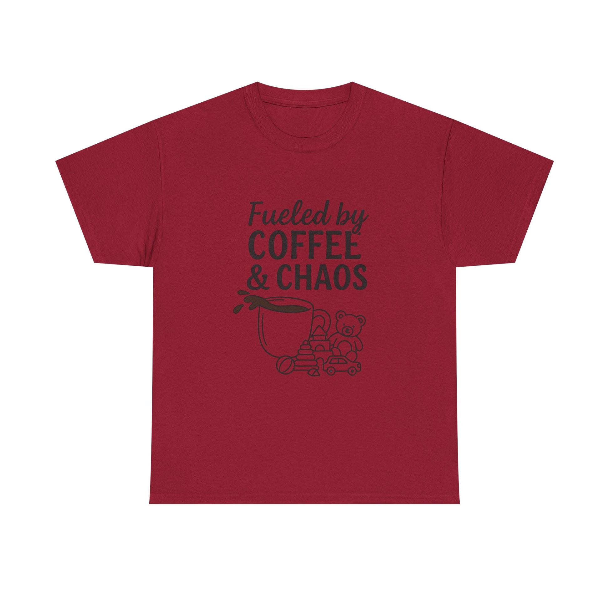 Fueled by Coffee & Chaos Shirt – Funny Unisex Tee for Moms & Dads