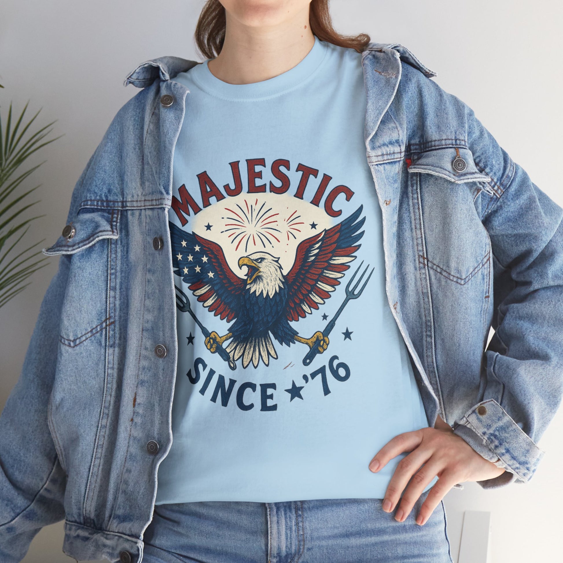 Majestic Eagle Since '76 T-Shirt – Vintage American Flag Tee for Men & Women, Patriotic USA Graphic Shirt