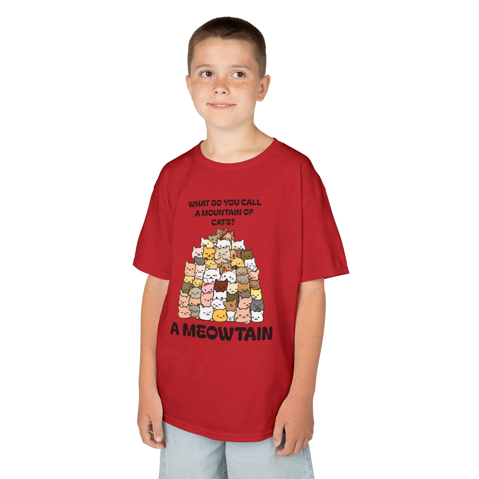 A Meowtain! Funny Cat Pile T-Shirt for Kids – Cute Unisex Graphic Tee