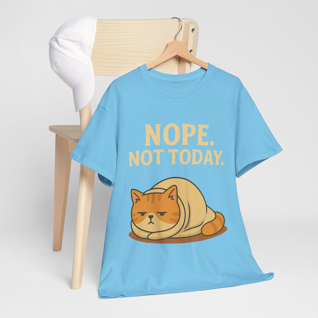 Lazy Cat "Nope. Not Today." Funny Graphic T-Shirt