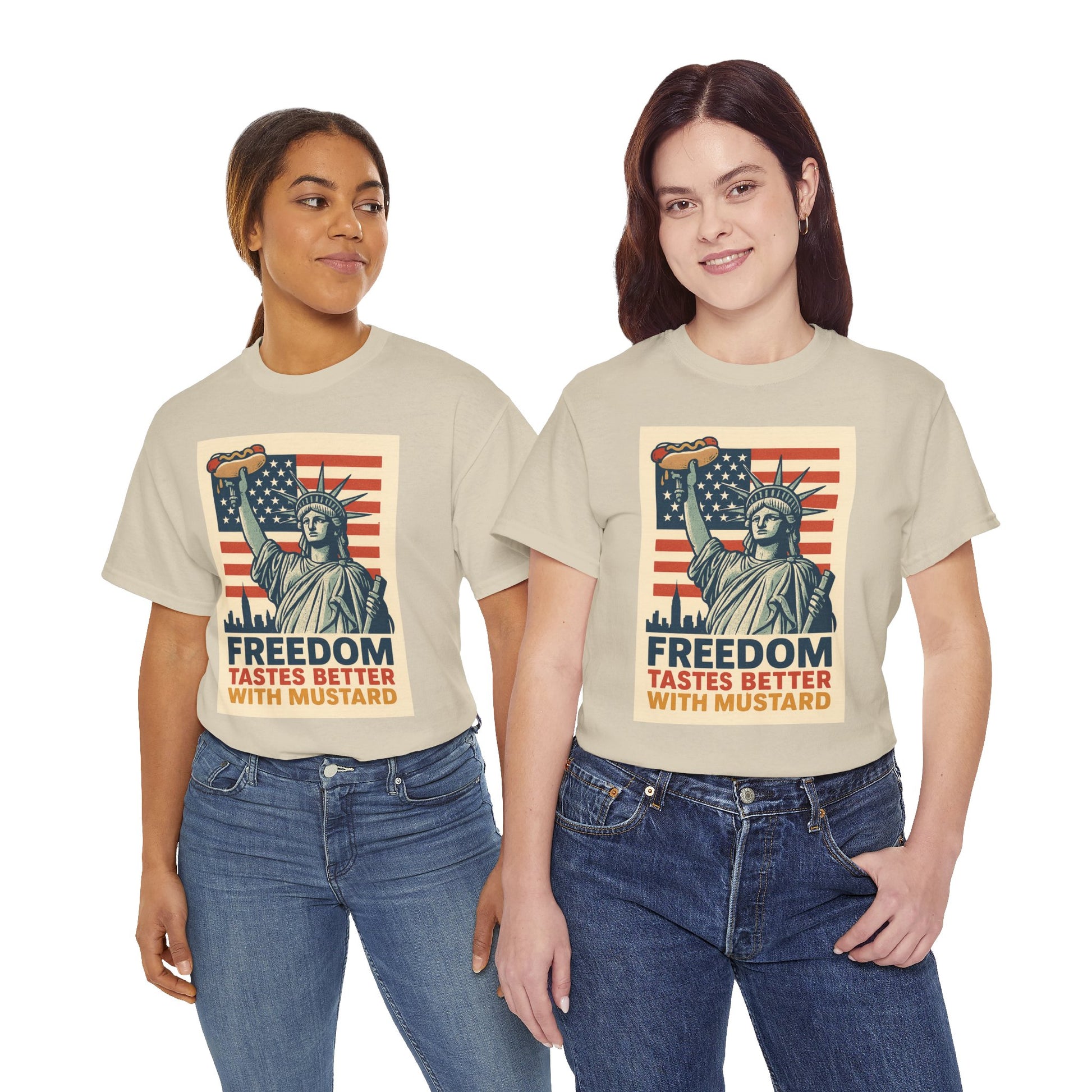Freedom Tastes Better With Mustard T-Shirt – Funny 4th of July Hot Dog Tee, Patriotic Graphic Shirt for Men & Women