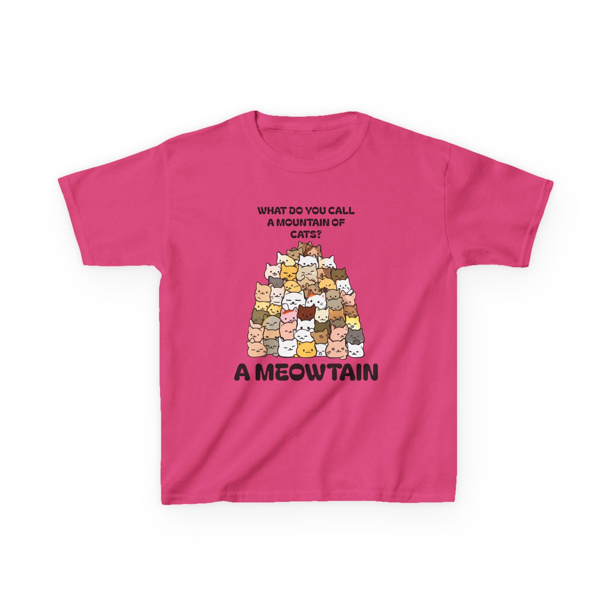A Meowtain! Funny Cat Pile T-Shirt for Kids – Cute Unisex Graphic Tee