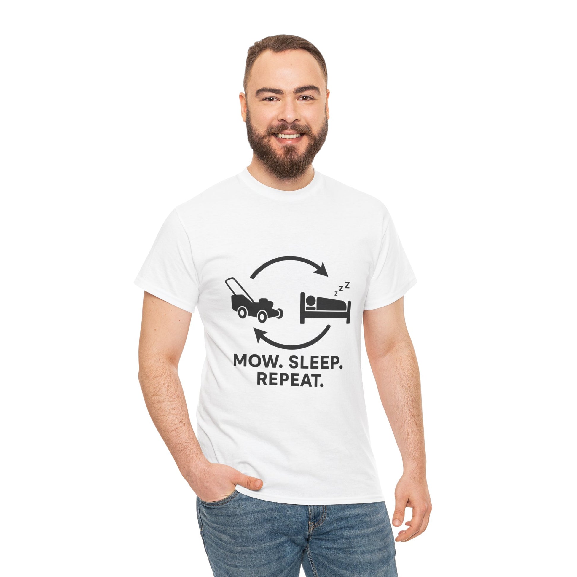 Mow. Sleep. Repeat. – Funny Lawn Care Tee for Yard Work Lovers