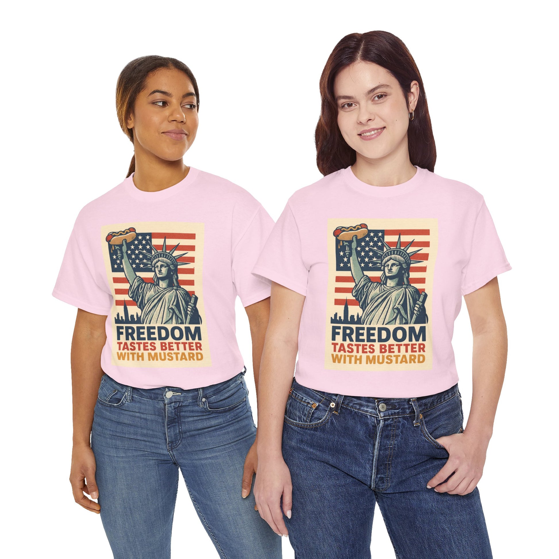 Freedom Tastes Better With Mustard T-Shirt – Funny 4th of July Hot Dog Tee, Patriotic Graphic Shirt for Men & Women
