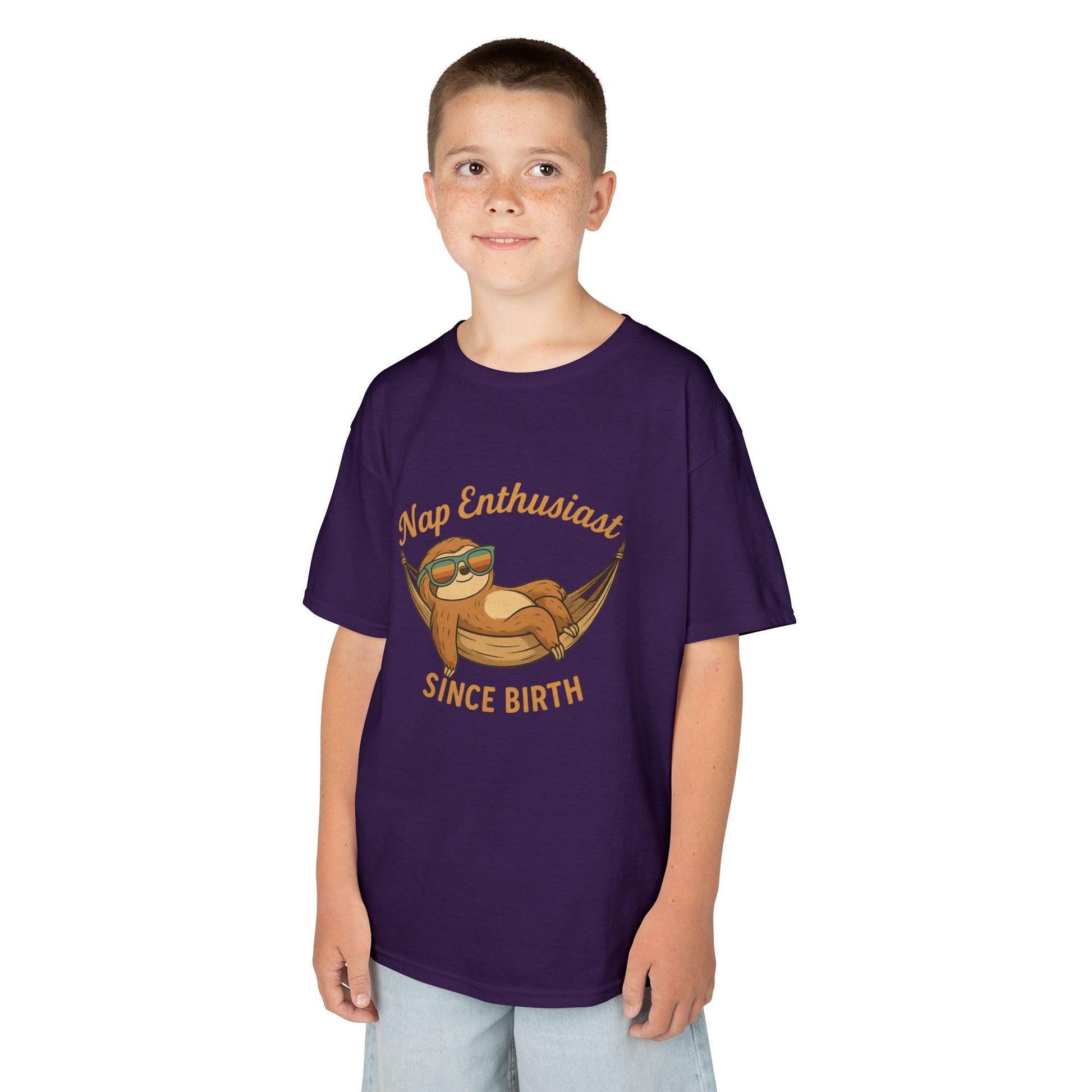 Nap Enthusiast – Vintage Sloth T-Shirt for Kids | Funny Lazy Unisex Cotton Tee