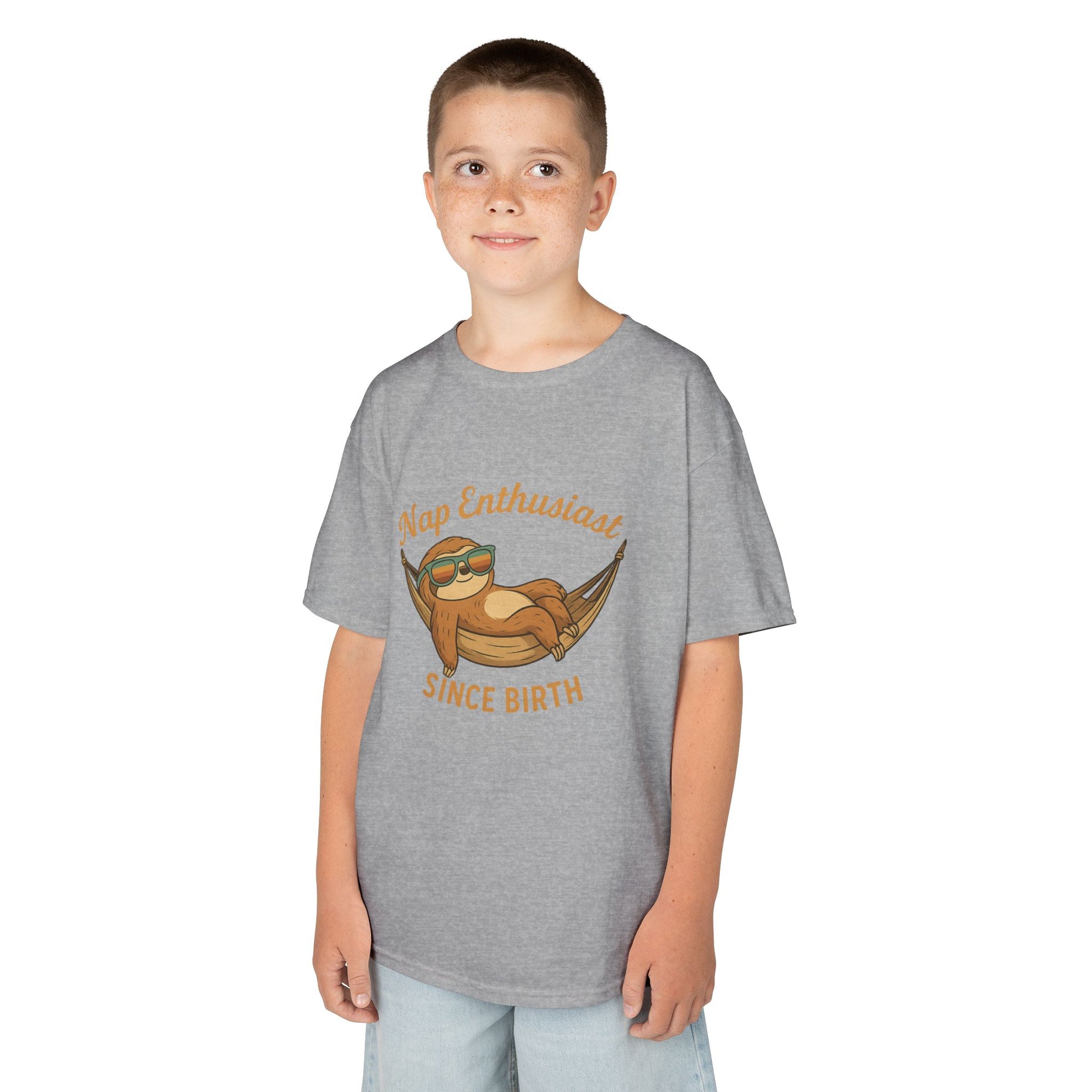Nap Enthusiast – Vintage Sloth T-Shirt for Kids | Funny Lazy Unisex Cotton Tee