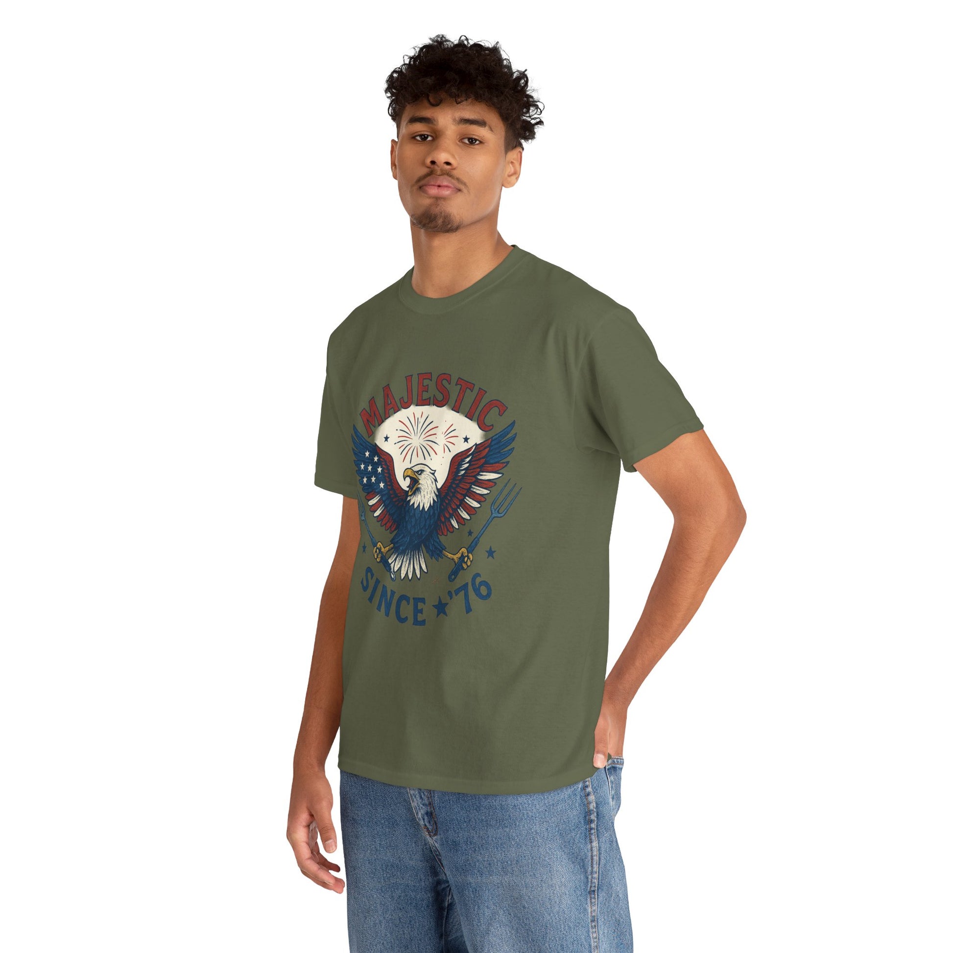 Majestic Eagle Since '76 T-Shirt – Vintage American Flag Tee for Men & Women, Patriotic USA Graphic Shirt