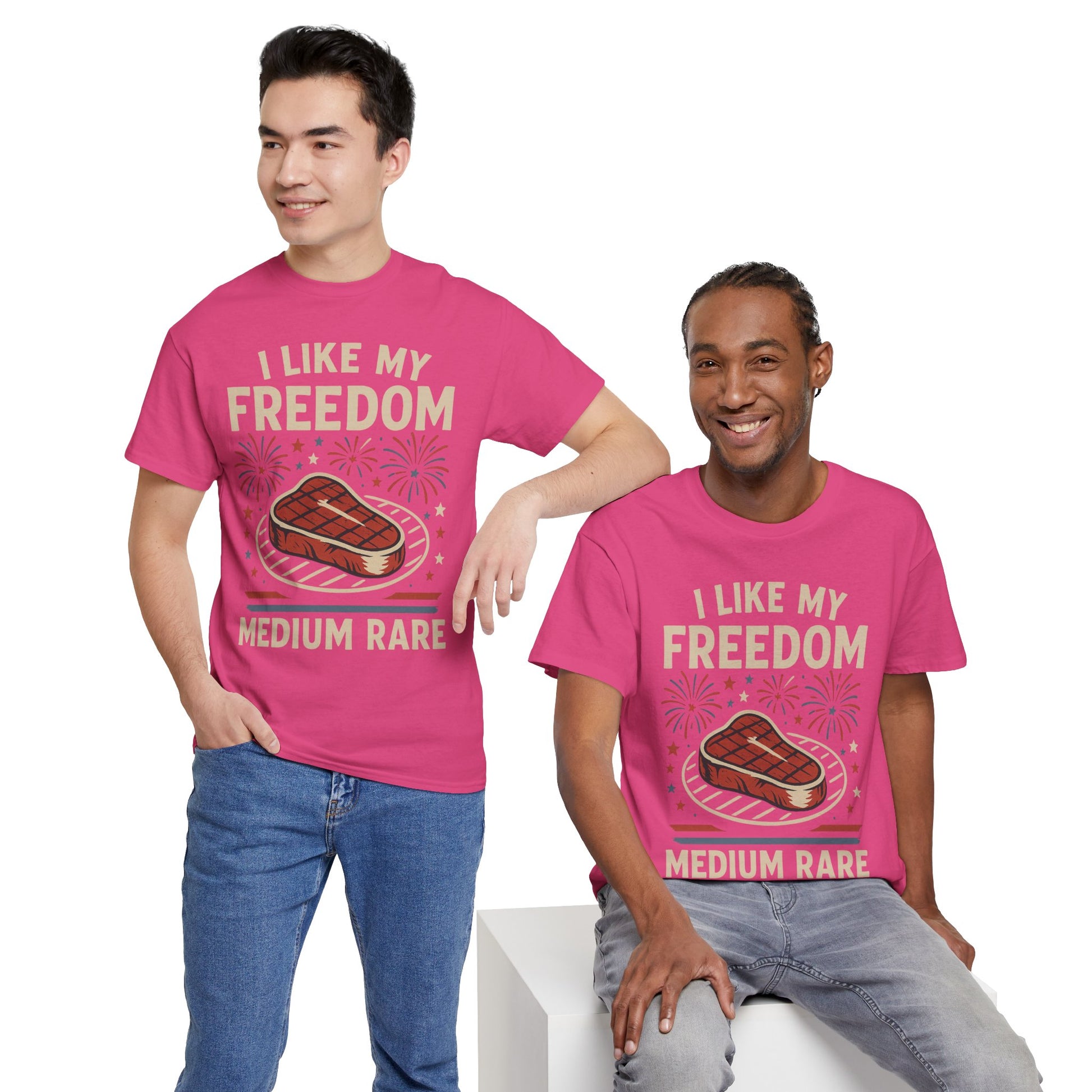 I Like My Freedom Medium Rare T-Shirt – Funny Patriotic BBQ Shirt for Men & Women, 4th of July USA Tee