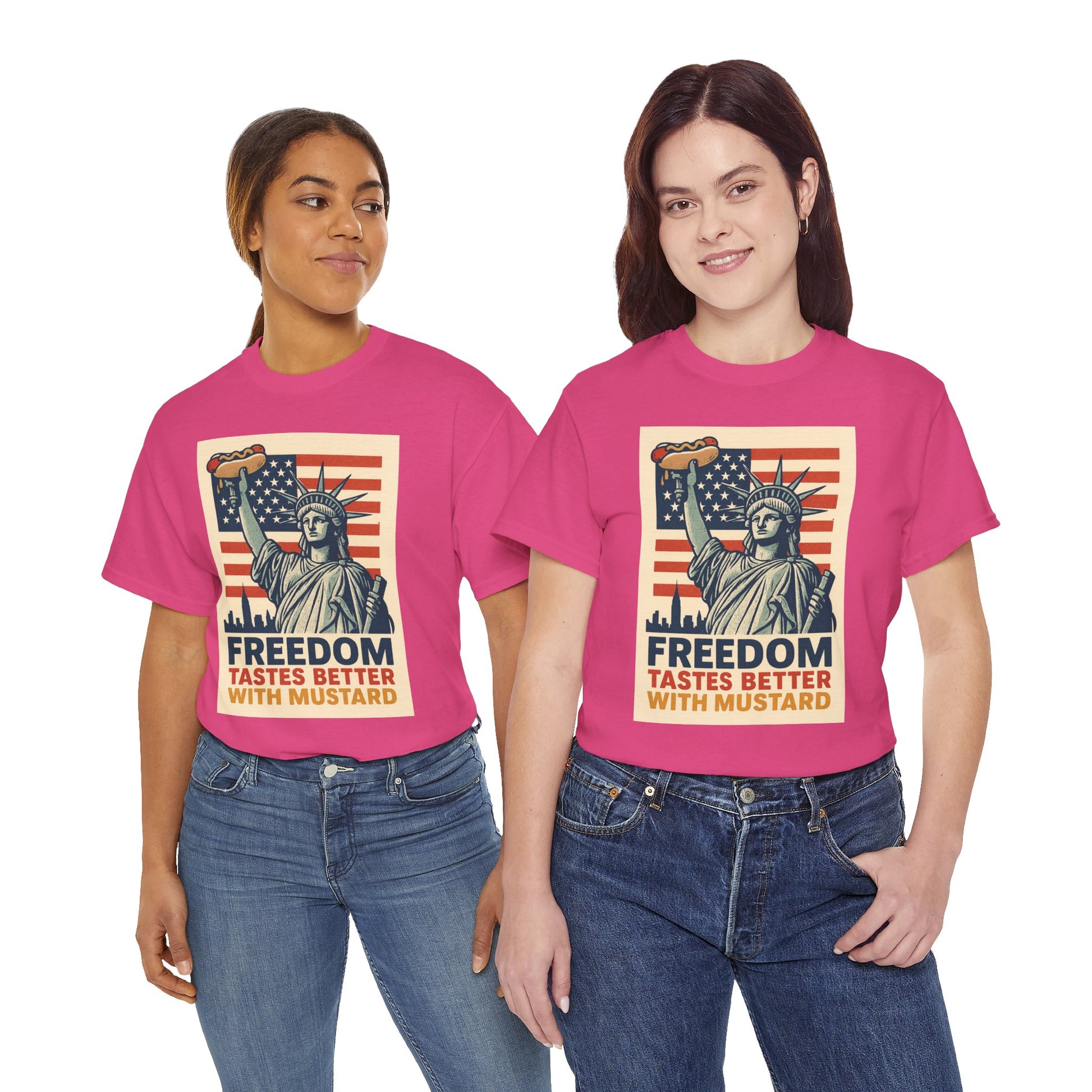 Freedom Tastes Better With Mustard T-Shirt – Funny 4th of July Hot Dog Tee, Patriotic Graphic Shirt for Men & Women