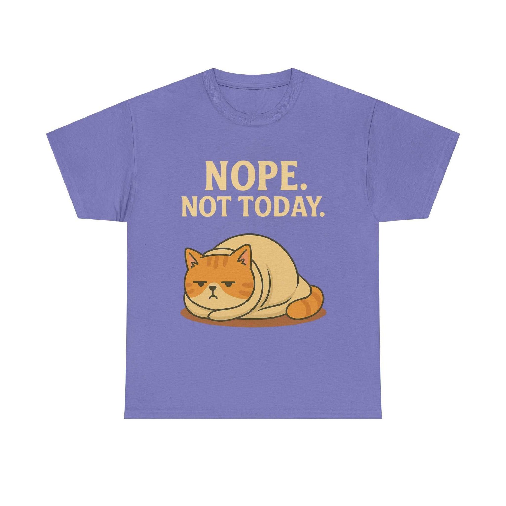 Lazy Cat "Nope. Not Today." Funny Graphic T-Shirt