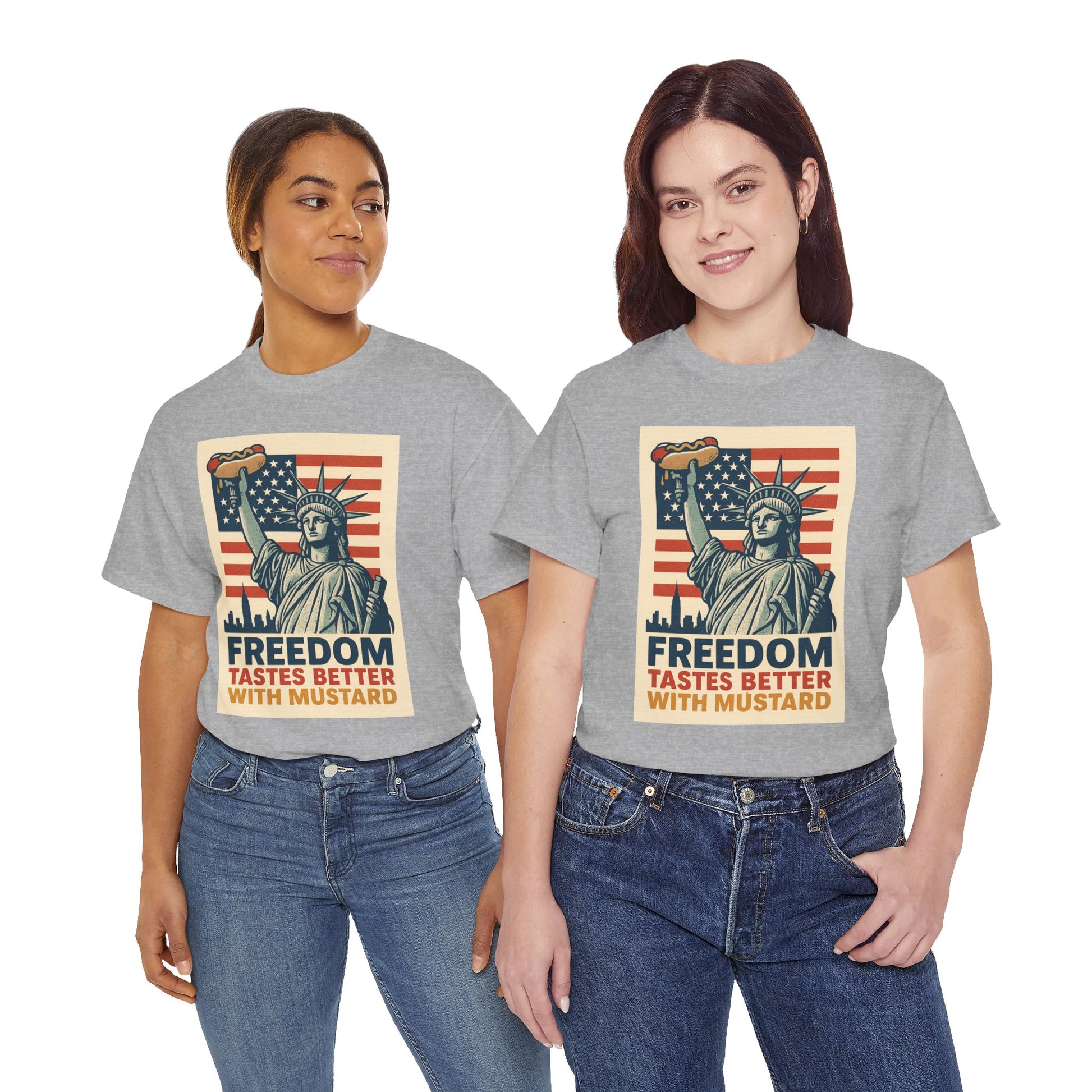 Freedom Tastes Better With Mustard T-Shirt – Funny 4th of July Hot Dog Tee, Patriotic Graphic Shirt for Men & Women