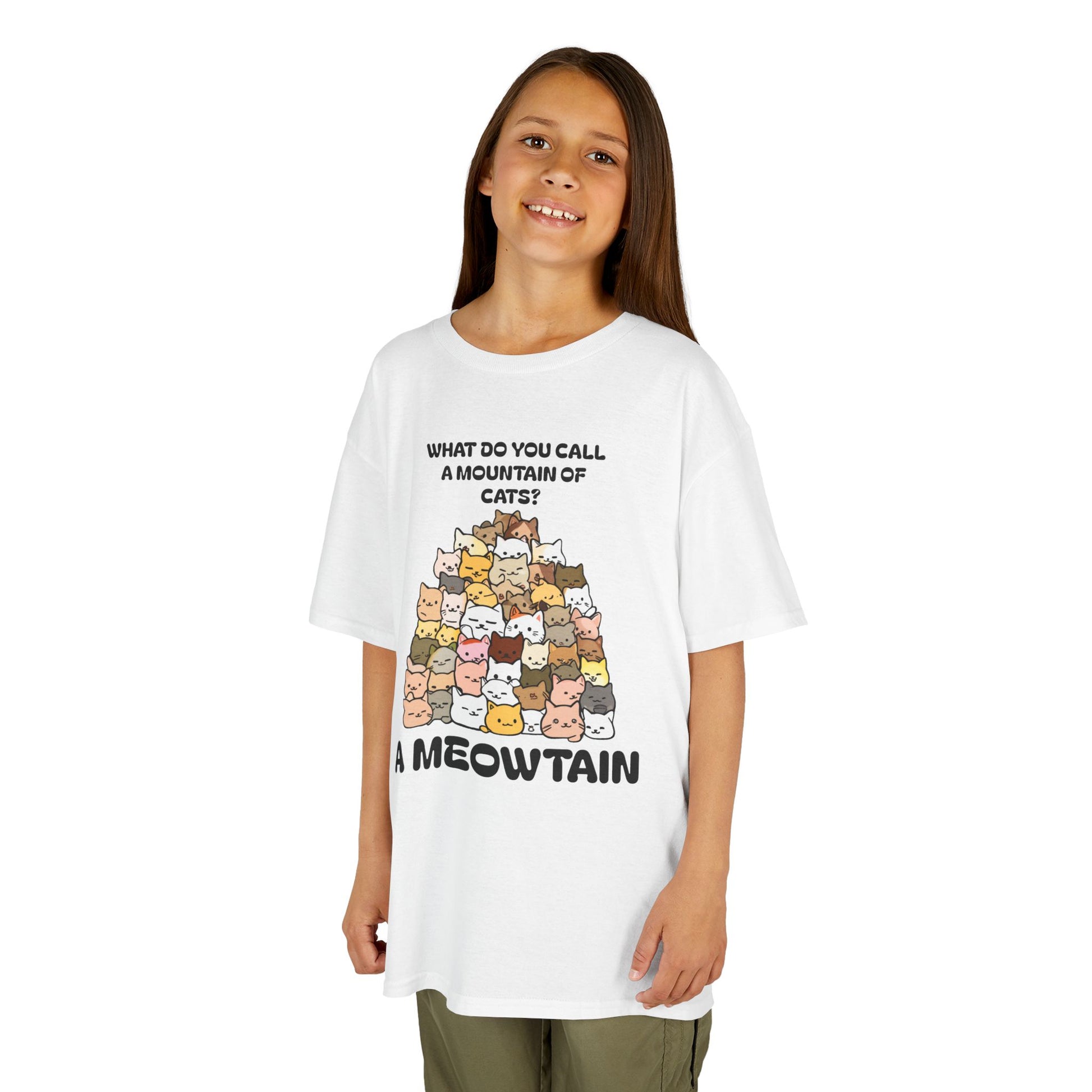 A Meowtain! Funny Cat Pile T-Shirt for Kids – Cute Unisex Graphic Tee