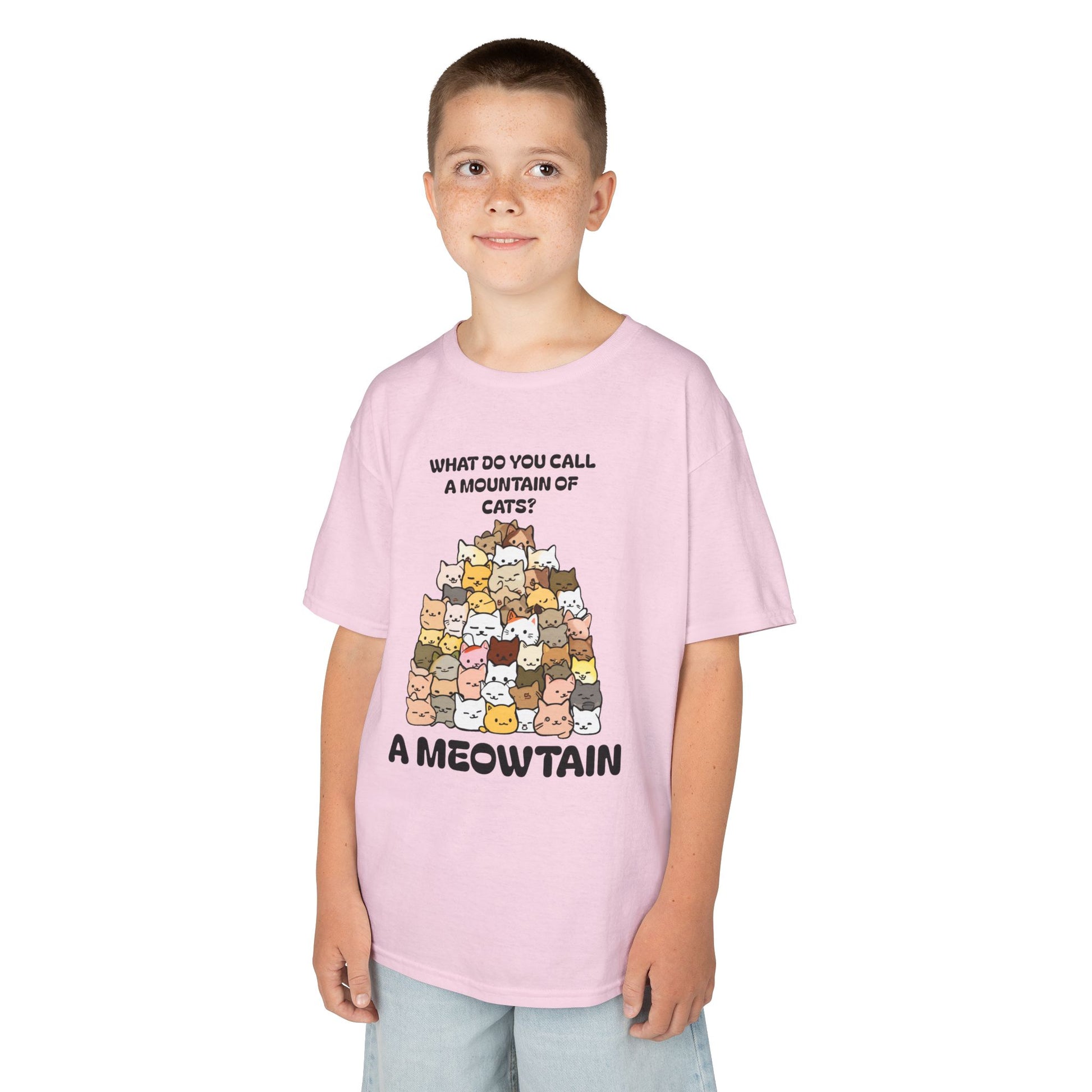 A Meowtain! Funny Cat Pile T-Shirt for Kids – Cute Unisex Graphic Tee