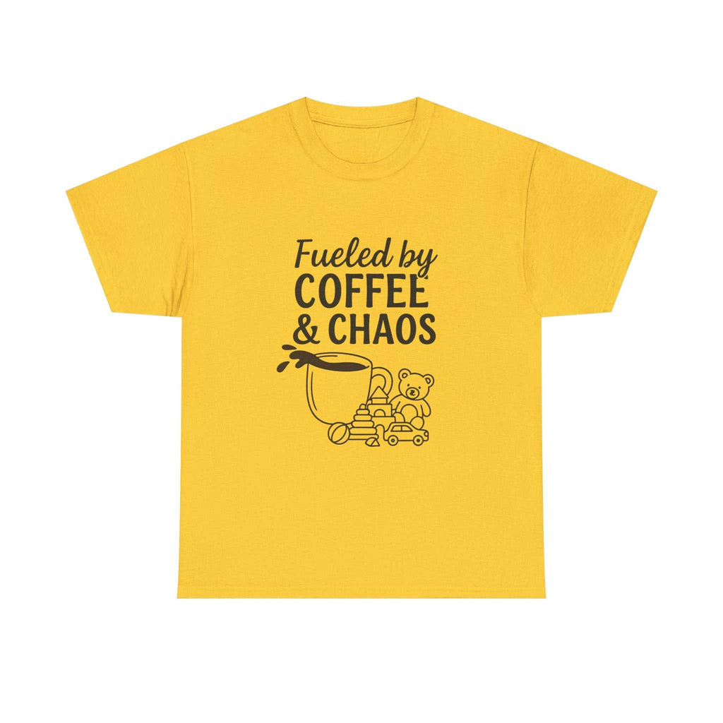 Fueled by Coffee & Chaos Shirt – Funny Unisex Tee for Moms & Dads