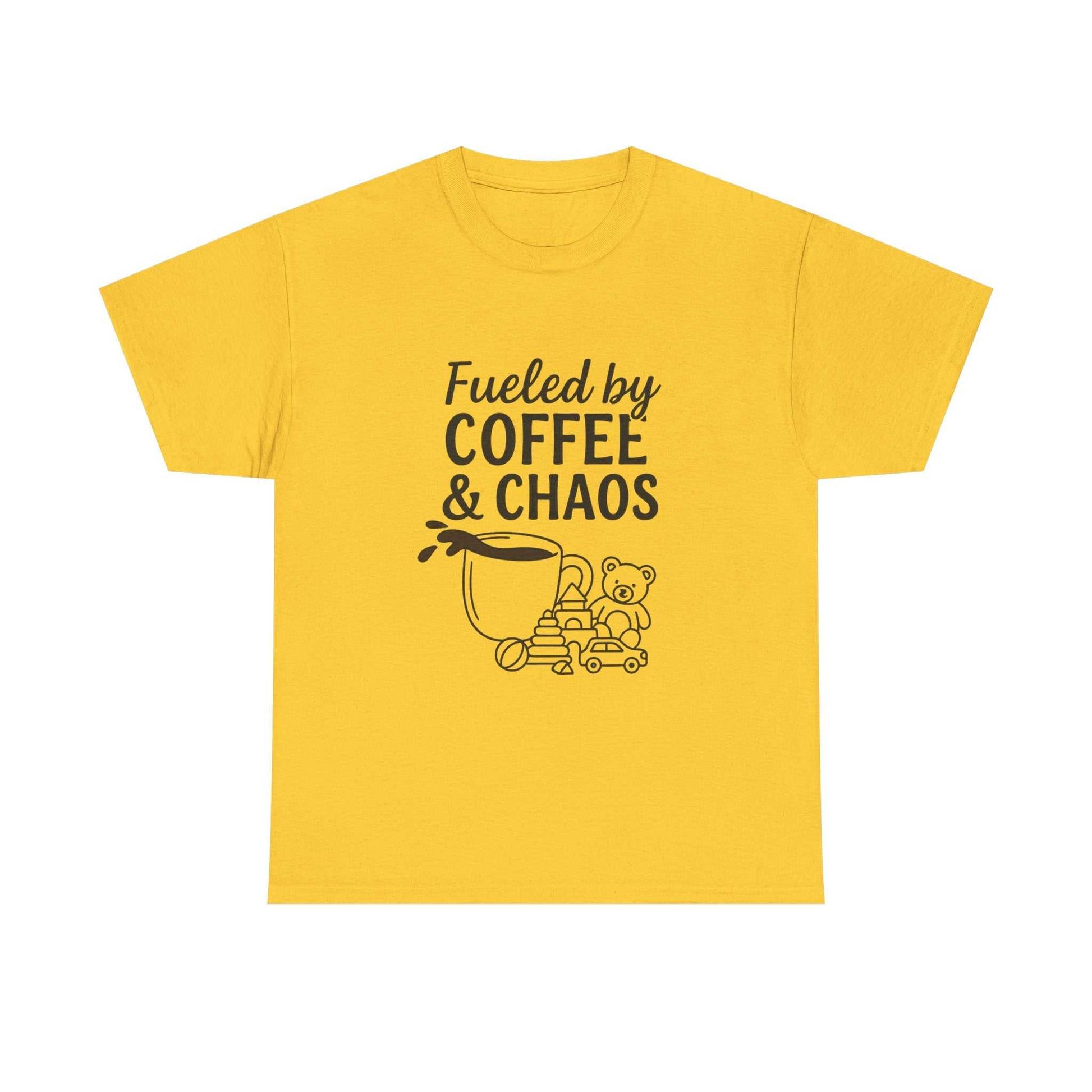 Fueled by Coffee & Chaos Shirt – Funny Unisex Tee for Moms & Dads
