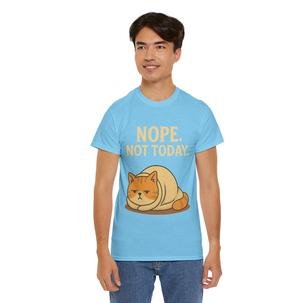 Lazy Cat "Nope. Not Today." Funny Graphic T-Shirt