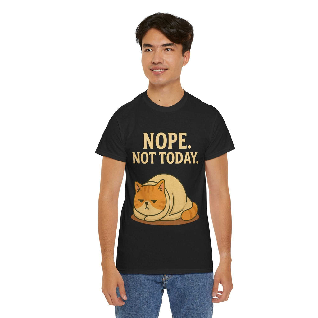 Lazy Cat "Nope. Not Today." Funny Graphic T-Shirt