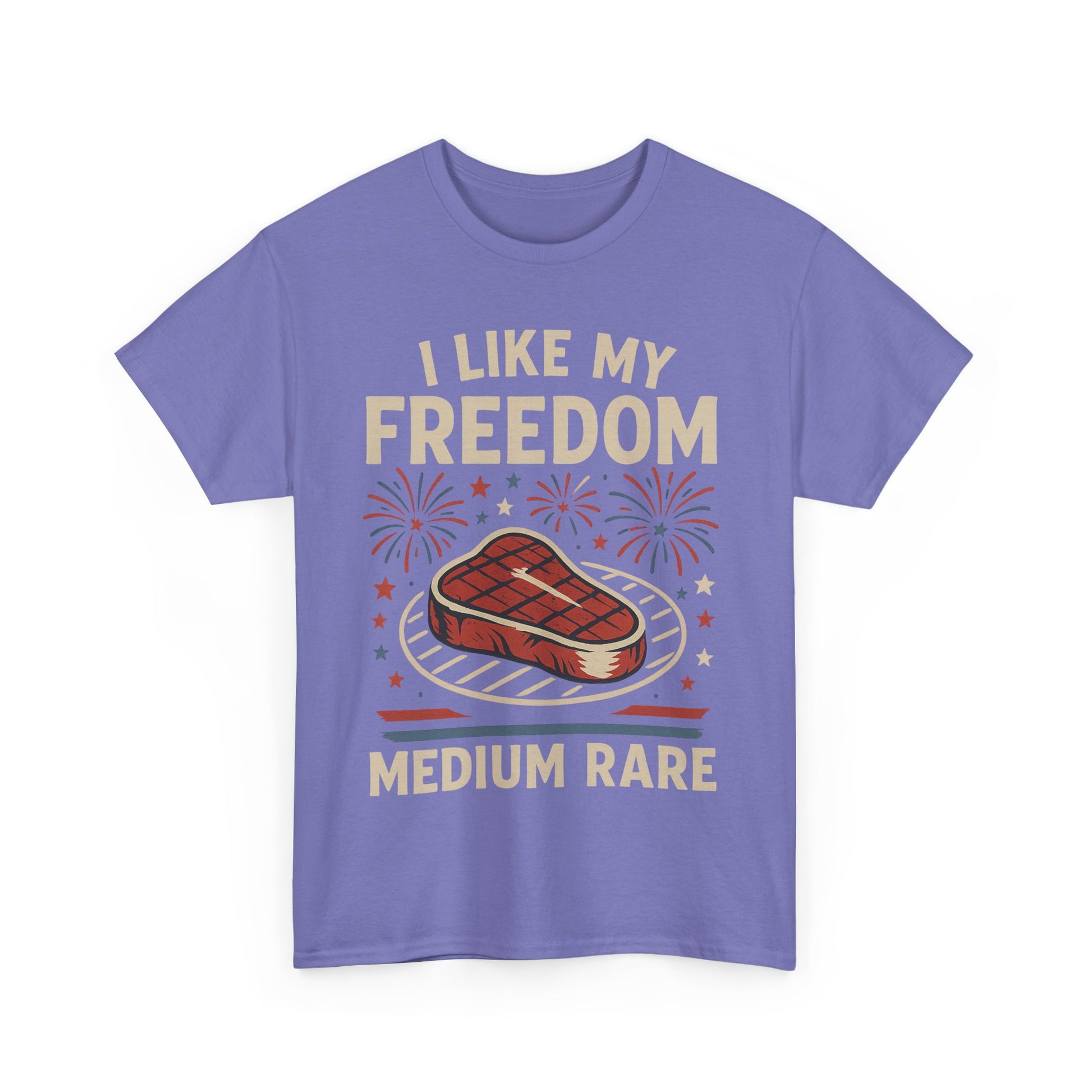 I Like My Freedom Medium Rare T-Shirt – Funny Patriotic BBQ Shirt for Men & Women, 4th of July USA Tee