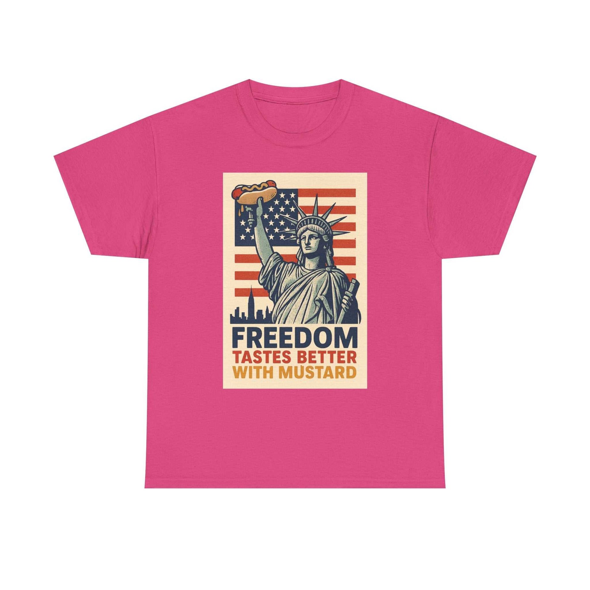 Freedom Tastes Better With Mustard T-Shirt – Funny 4th of July Hot Dog Tee, Patriotic Graphic Shirt for Men & Women
