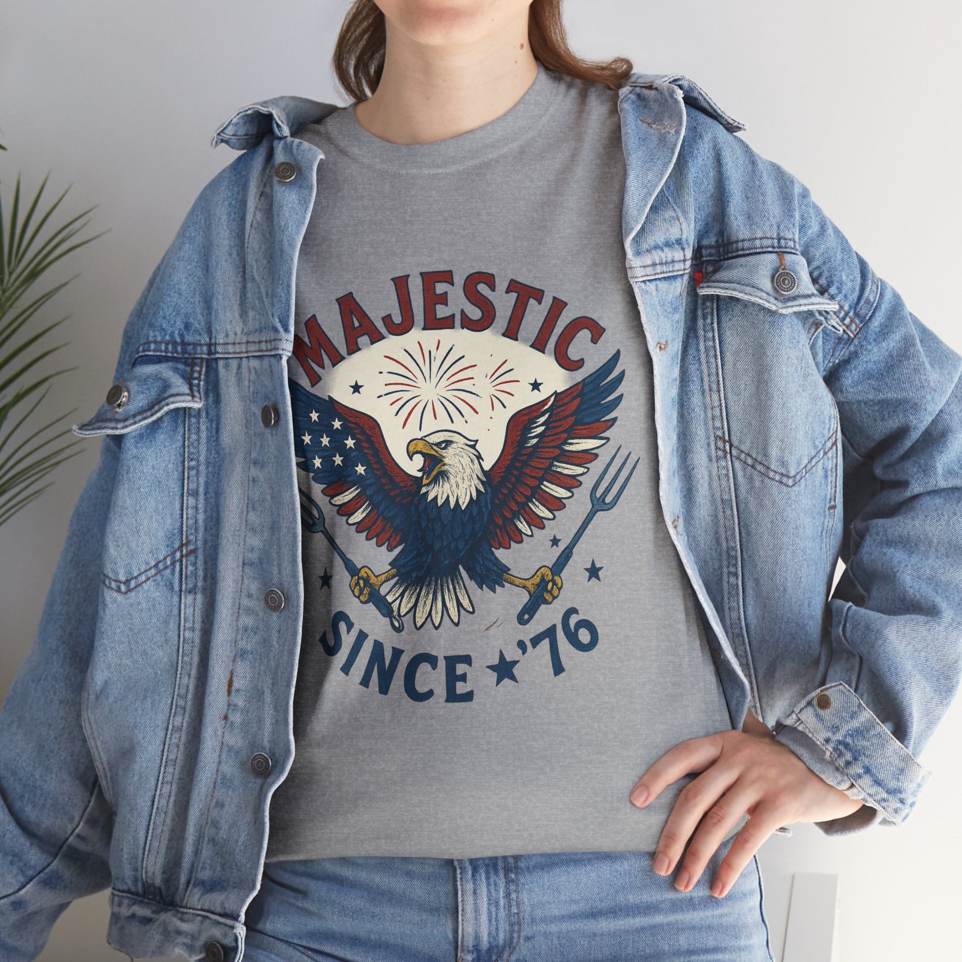 Majestic Eagle Since '76 T-Shirt – Vintage American Flag Tee for Men & Women, Patriotic USA Graphic Shirt