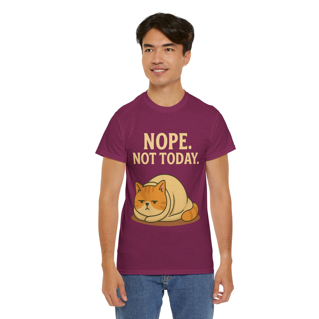 Lazy Cat "Nope. Not Today." Funny Graphic T-Shirt