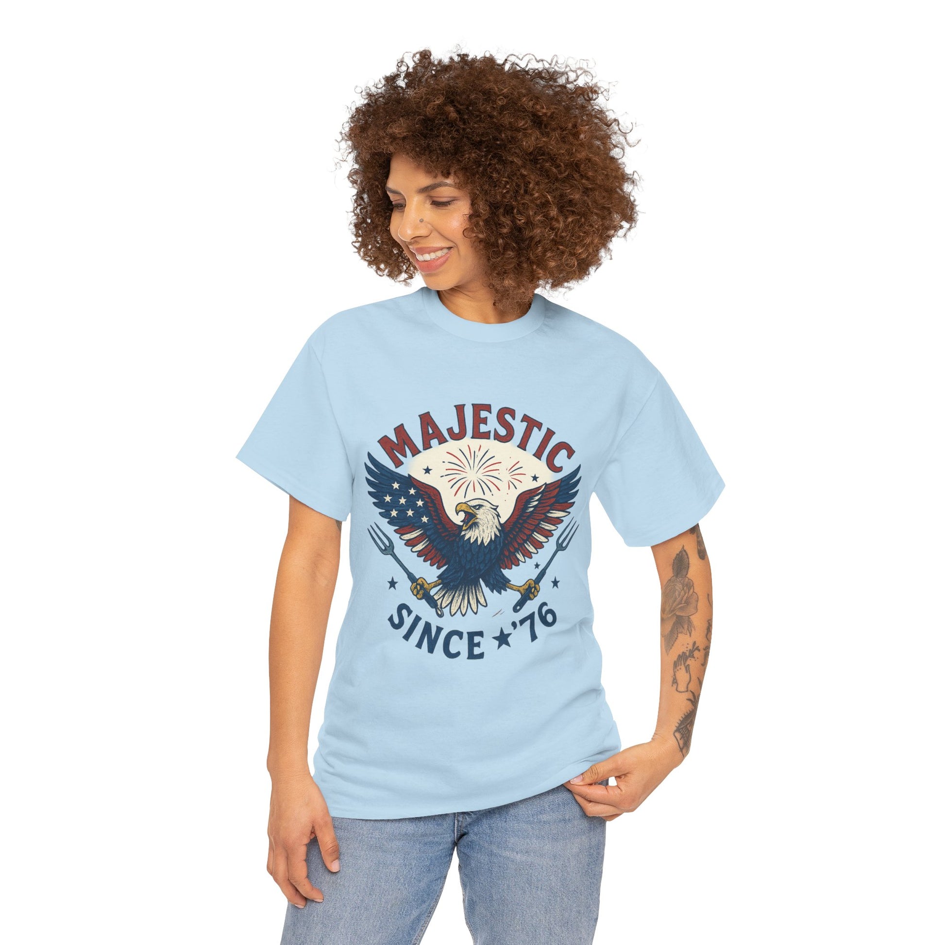 Majestic Eagle Since '76 T-Shirt – Vintage American Flag Tee for Men & Women, Patriotic USA Graphic Shirt