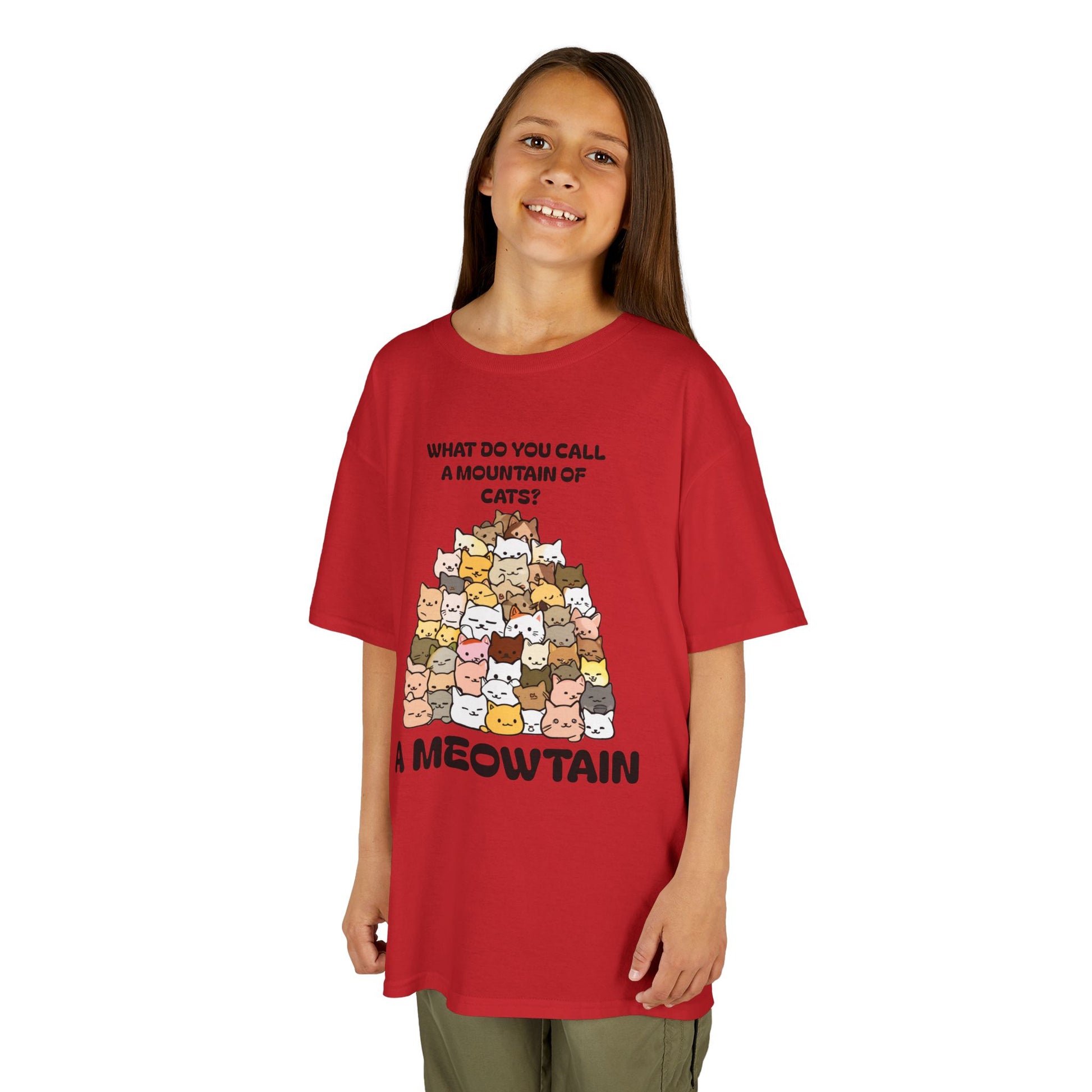 A Meowtain! Funny Cat Pile T-Shirt for Kids – Cute Unisex Graphic Tee