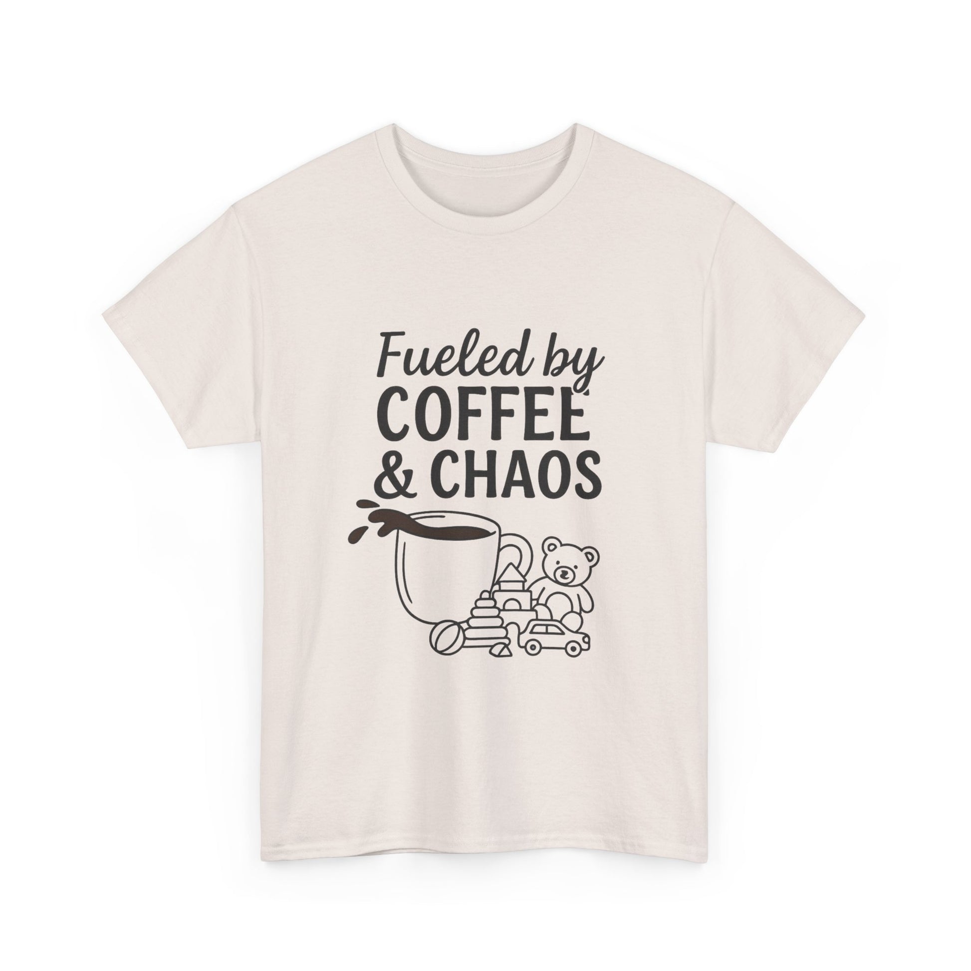 Fueled by Coffee & Chaos Shirt – Funny Unisex Tee for Moms & Dads