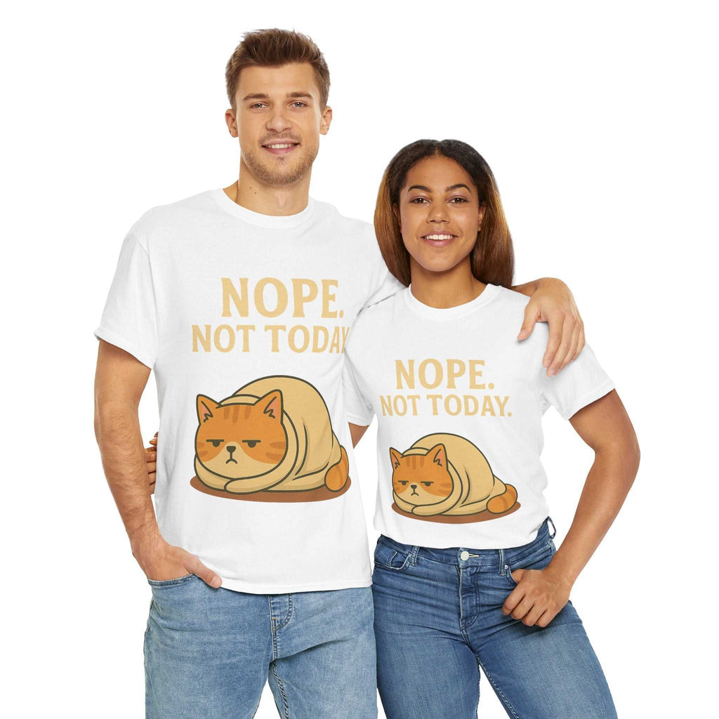 Lazy Cat "Nope. Not Today." Funny Graphic T-Shirt
