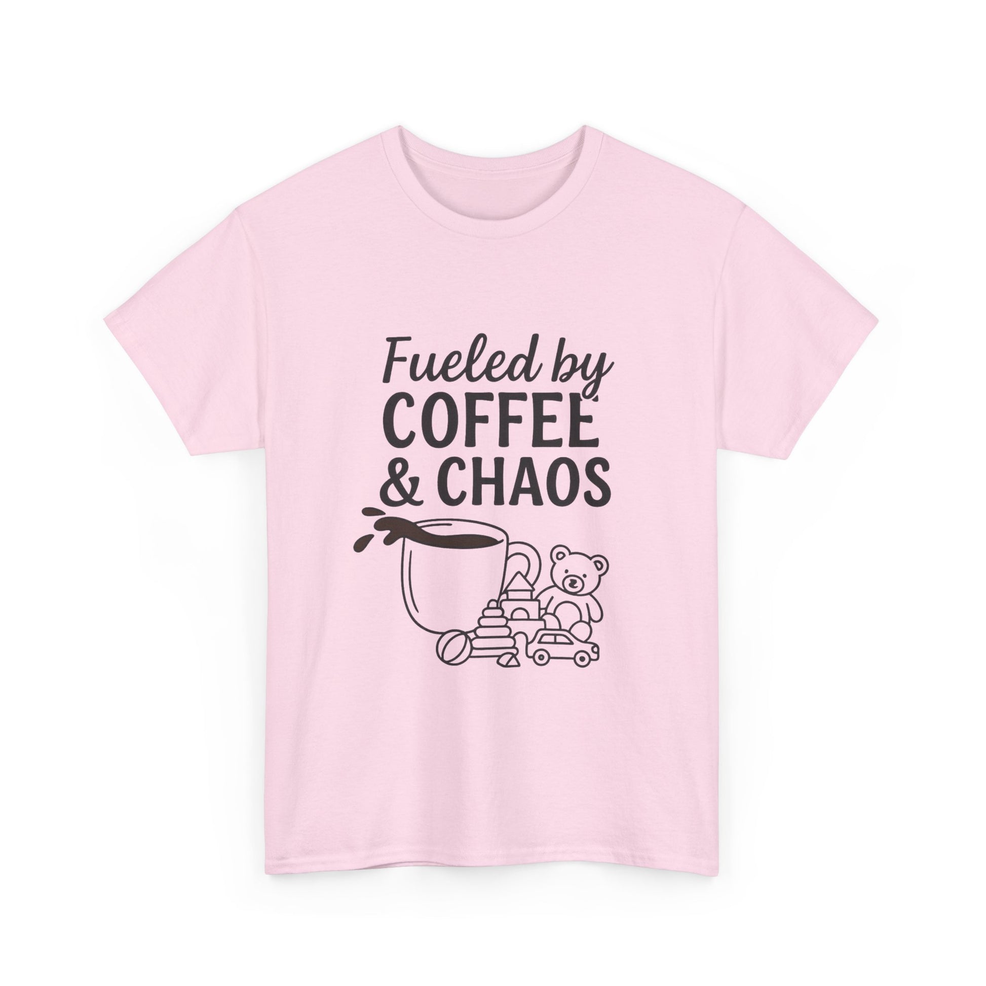 Fueled by Coffee & Chaos Shirt – Funny Unisex Tee for Moms & Dads