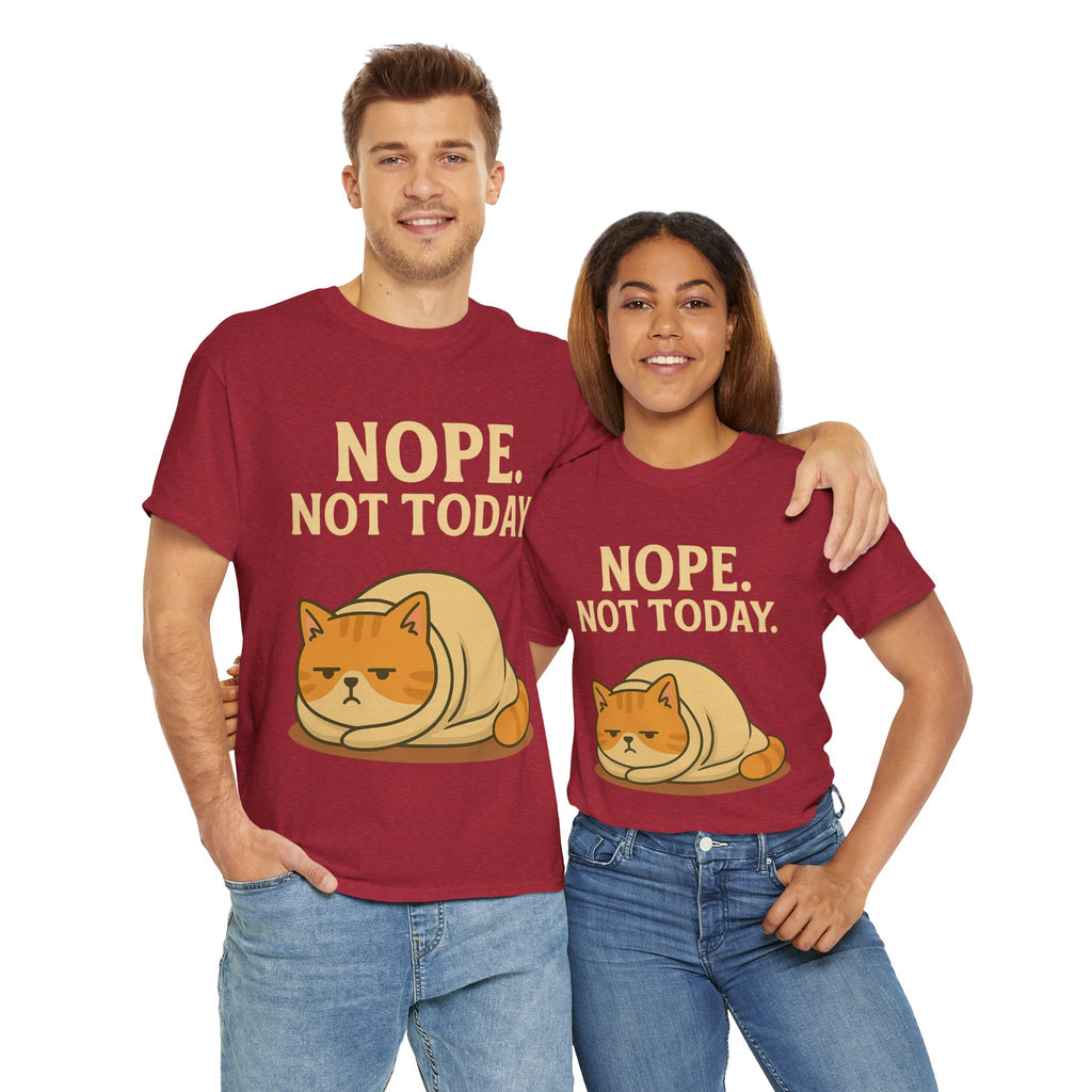 Lazy Cat "Nope. Not Today." Funny Graphic T-Shirt