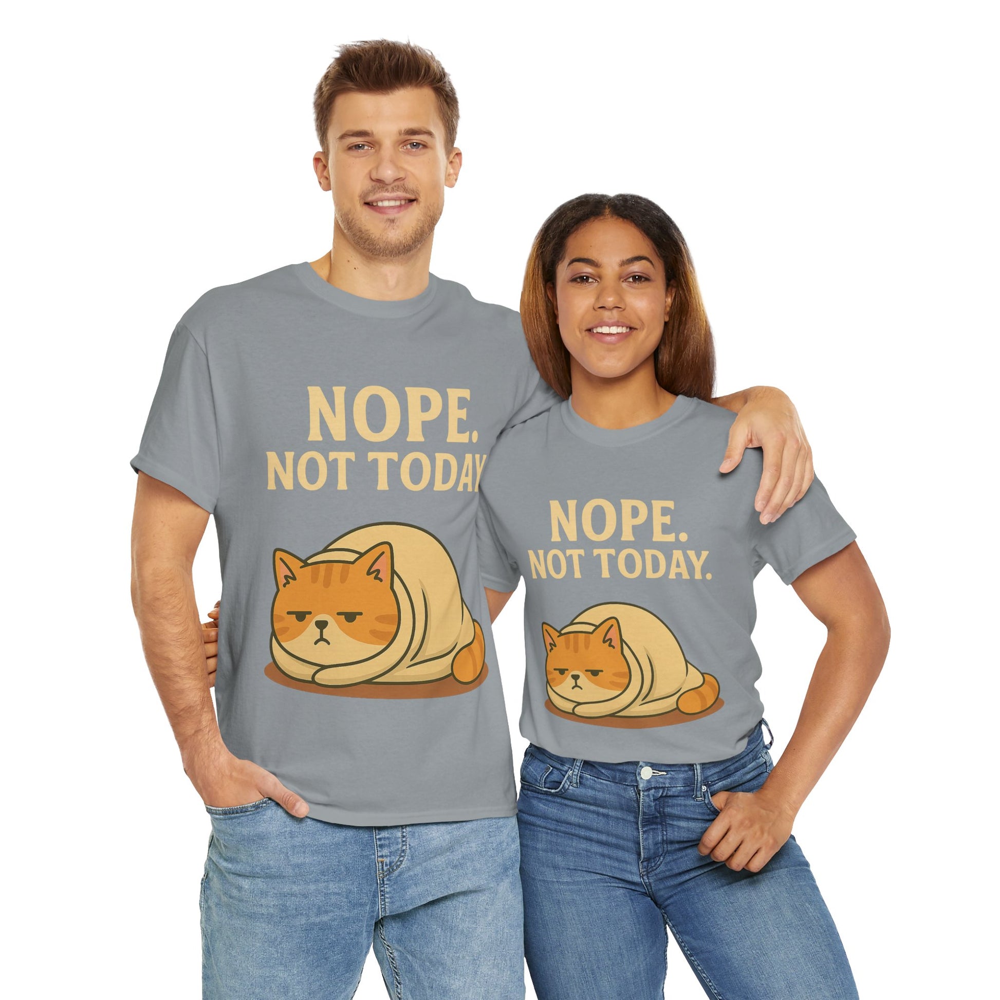 Lazy Cat "Nope. Not Today." Funny Graphic T-Shirt
