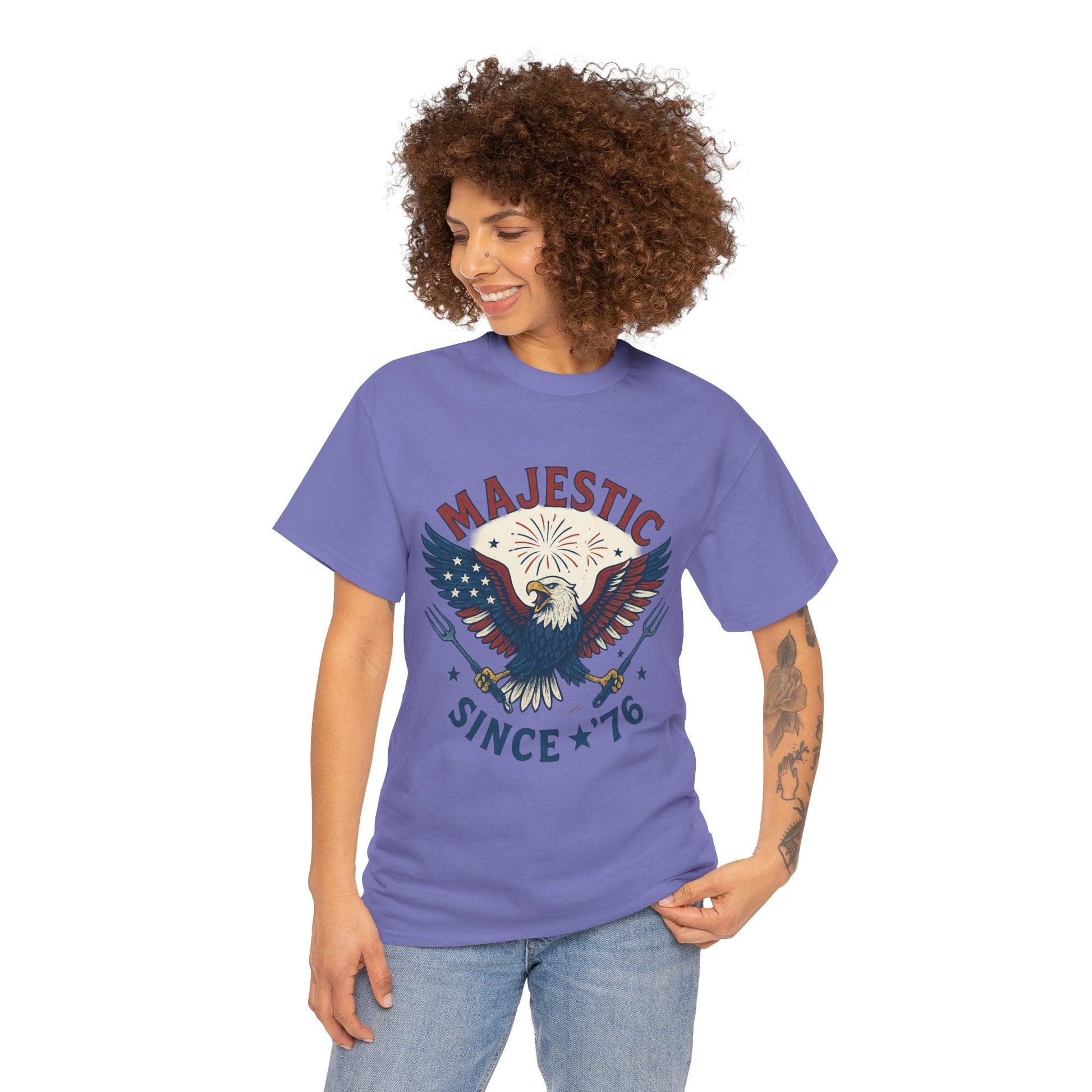 Majestic Eagle Since '76 T-Shirt – Vintage American Flag Tee for Men & Women, Patriotic USA Graphic Shirt
