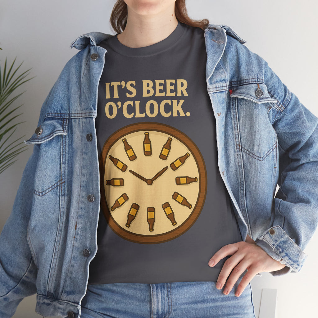 It’s Beer O’Clock Tee – Funny Unisex Cotton Beer Lover Shirt