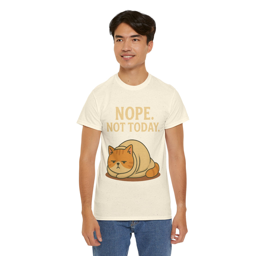 Lazy Cat "Nope. Not Today." Funny Graphic T-Shirt