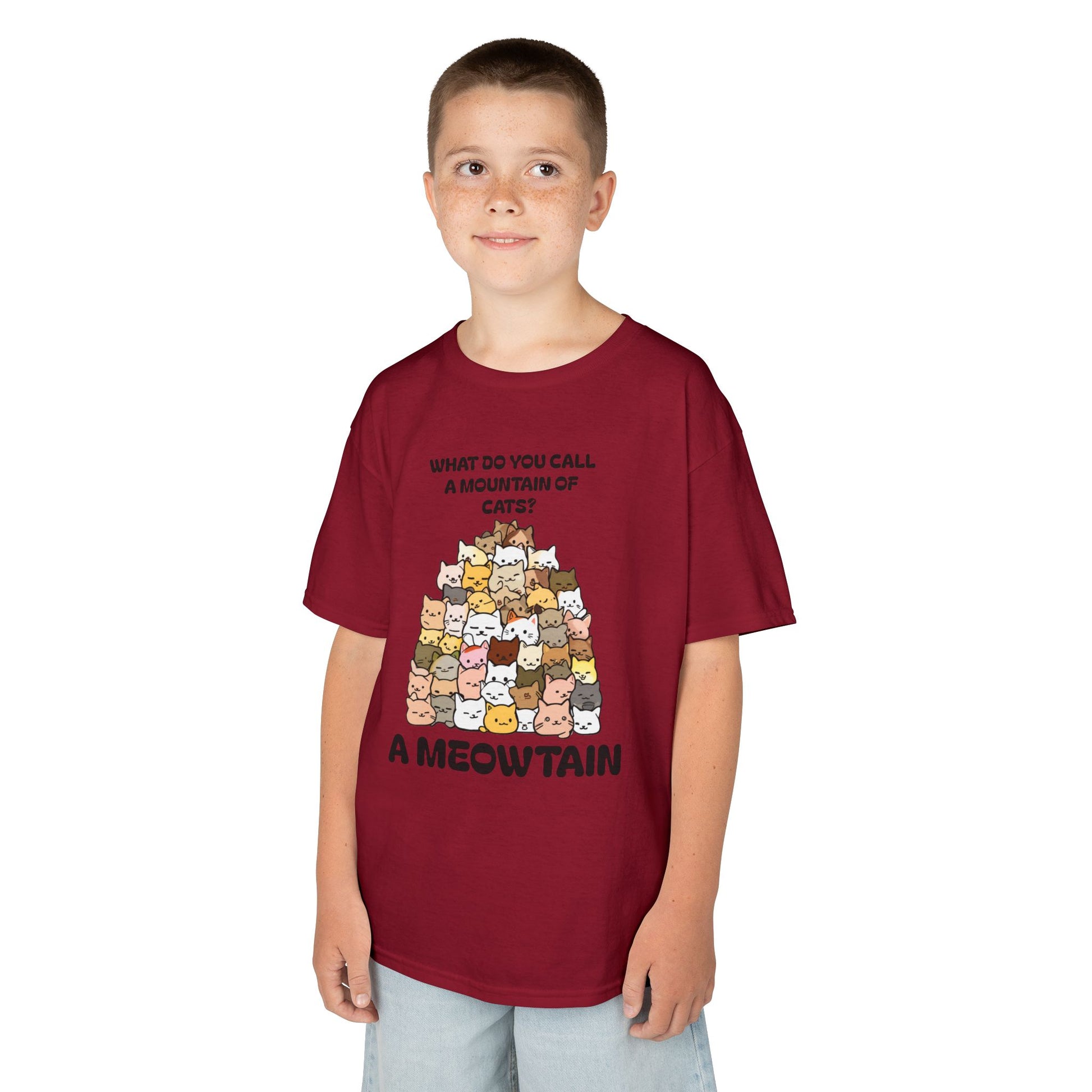 A Meowtain! Funny Cat Pile T-Shirt for Kids – Cute Unisex Graphic Tee