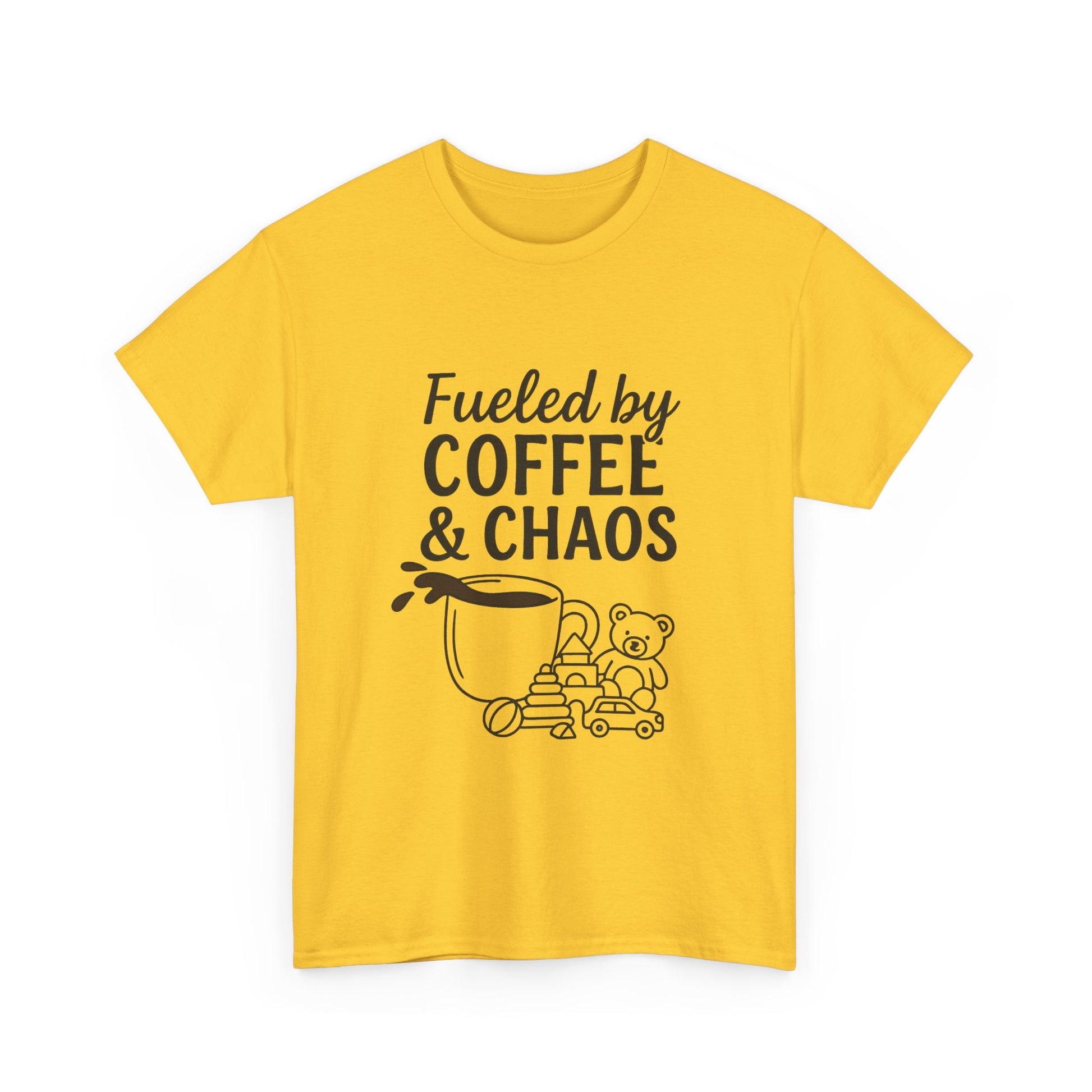 Fueled by Coffee & Chaos Shirt – Funny Unisex Tee for Moms & Dads