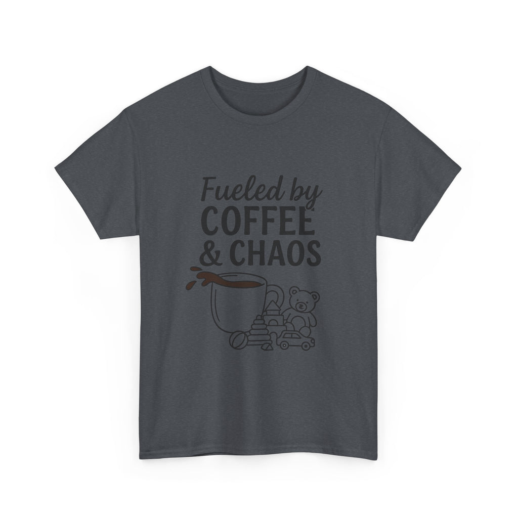 Fueled by Coffee & Chaos Shirt – Funny Unisex Tee for Moms & Dads