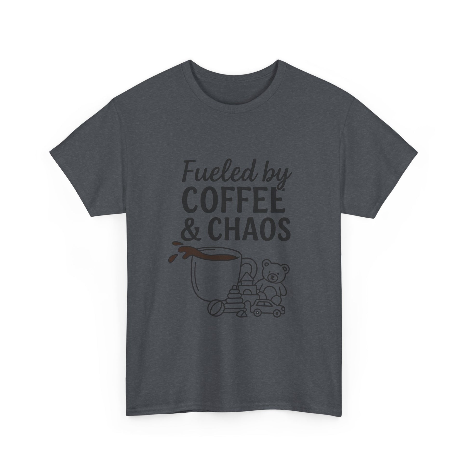 Fueled by Coffee & Chaos Shirt – Funny Unisex Tee for Moms & Dads