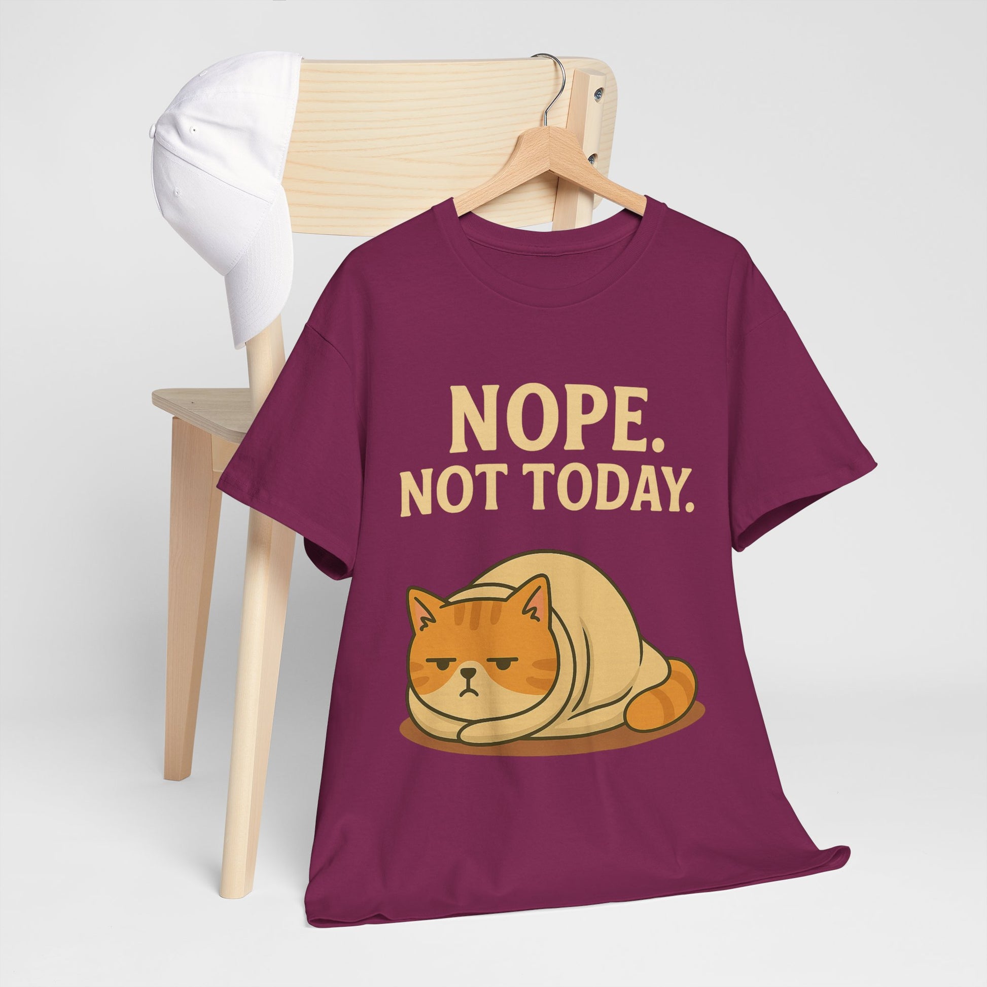Lazy Cat "Nope. Not Today." Funny Graphic T-Shirt