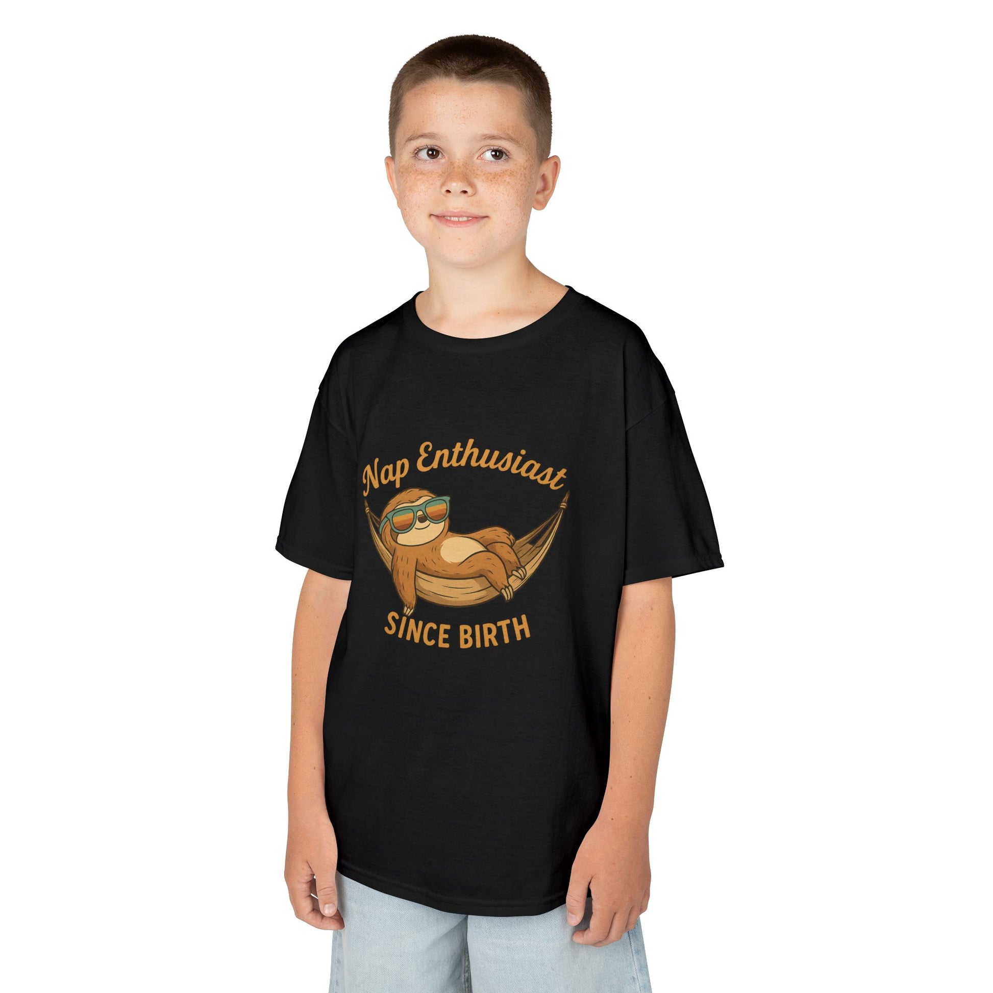 Nap Enthusiast – Vintage Sloth T-Shirt for Kids | Funny Lazy Unisex Cotton Tee