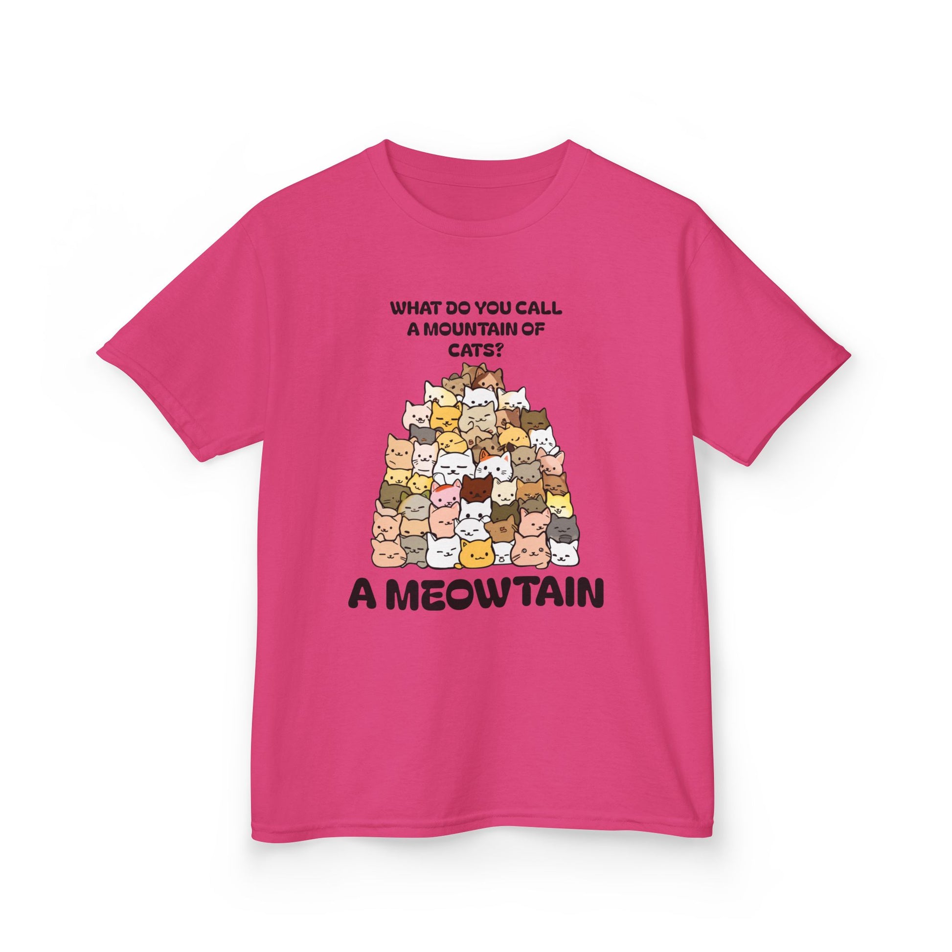 A Meowtain! Funny Cat Pile T-Shirt for Kids – Cute Unisex Graphic Tee