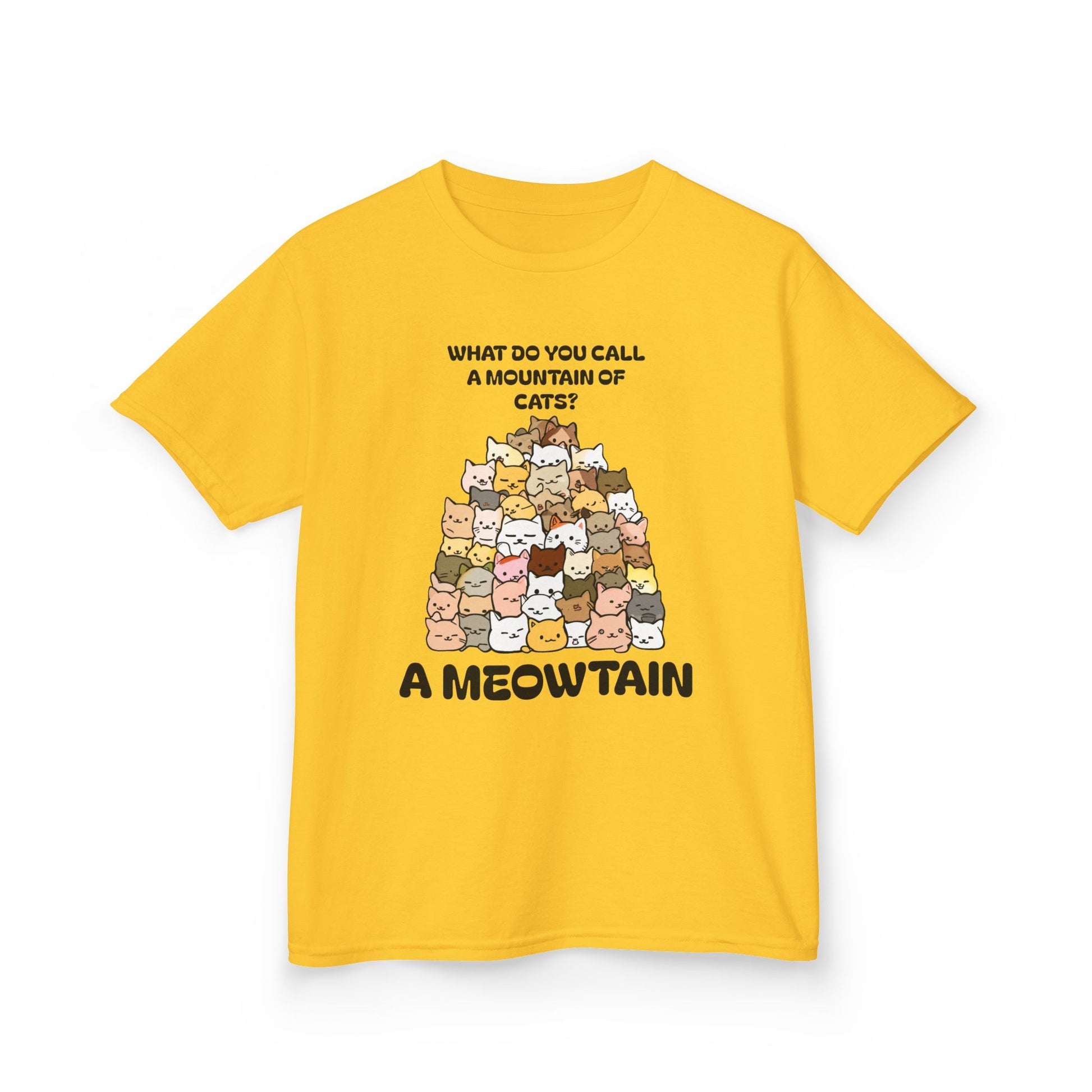 A Meowtain! Funny Cat Pile T-Shirt for Kids – Cute Unisex Graphic Tee