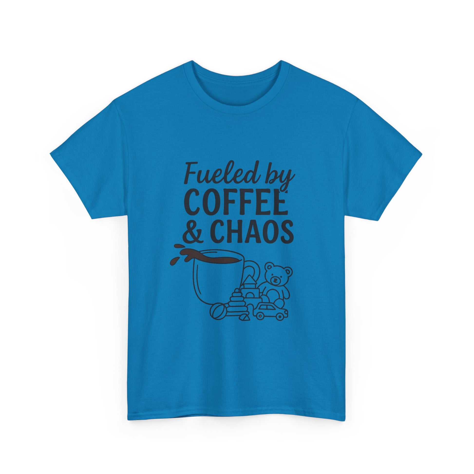 Fueled by Coffee & Chaos Shirt – Funny Unisex Tee for Moms & Dads