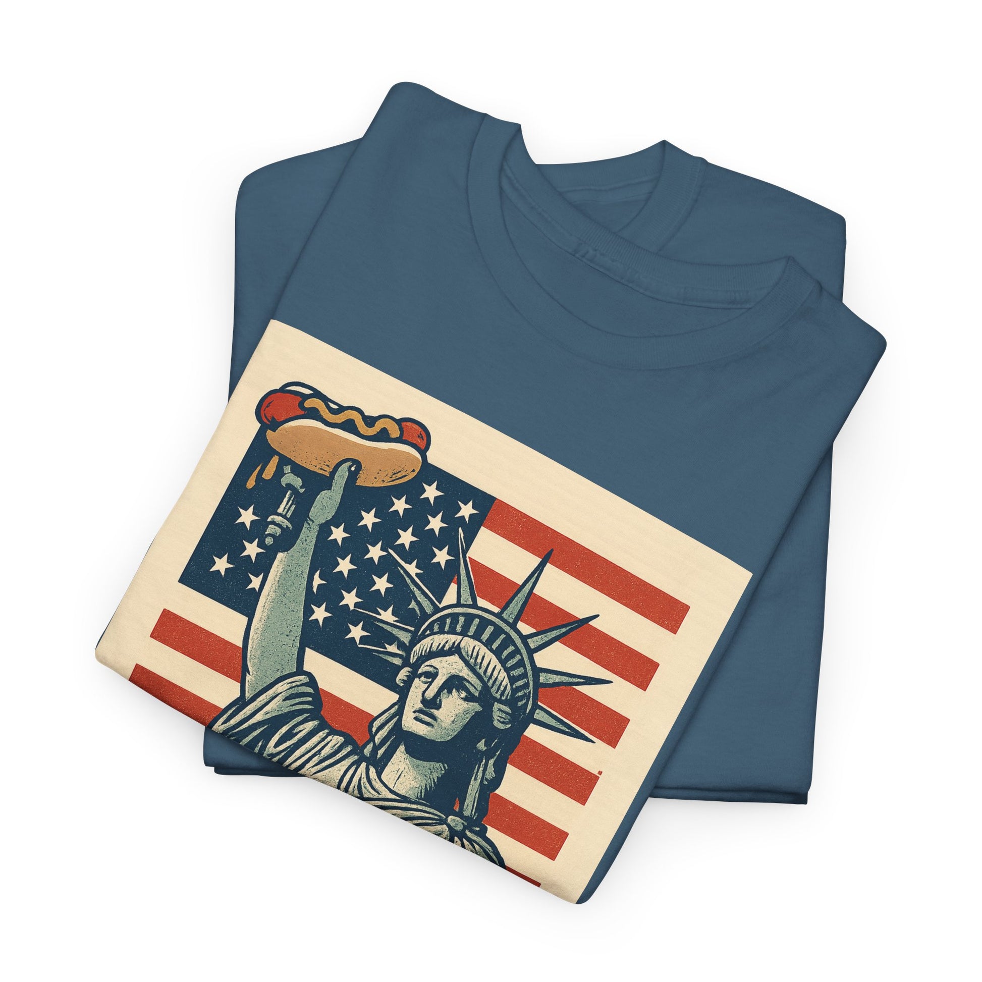 Freedom Tastes Better With Mustard T-Shirt – Funny 4th of July Hot Dog Tee, Patriotic Graphic Shirt for Men & Women