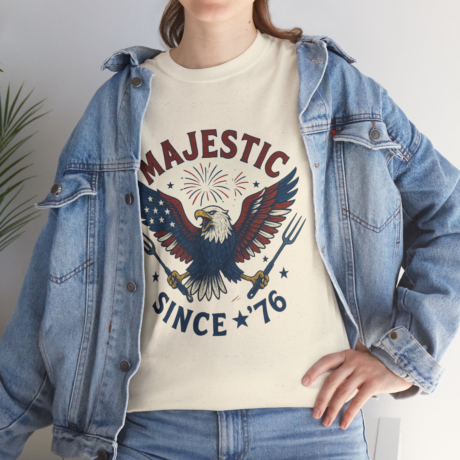 Majestic Eagle Since '76 T-Shirt – Vintage American Flag Tee for Men & Women, Patriotic USA Graphic Shirt