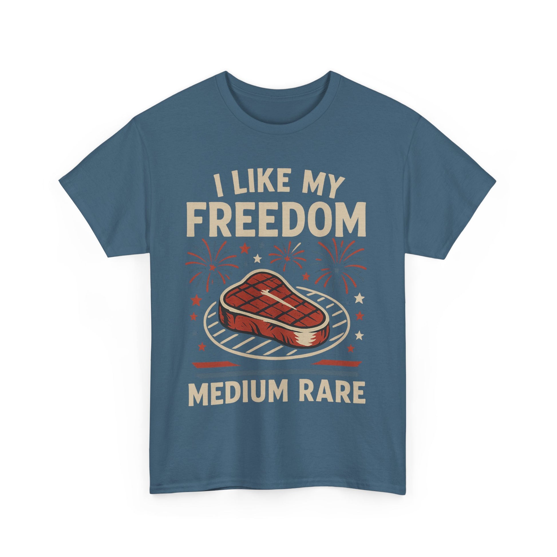 I Like My Freedom Medium Rare T-Shirt – Funny Patriotic BBQ Shirt for Men & Women, 4th of July USA Tee