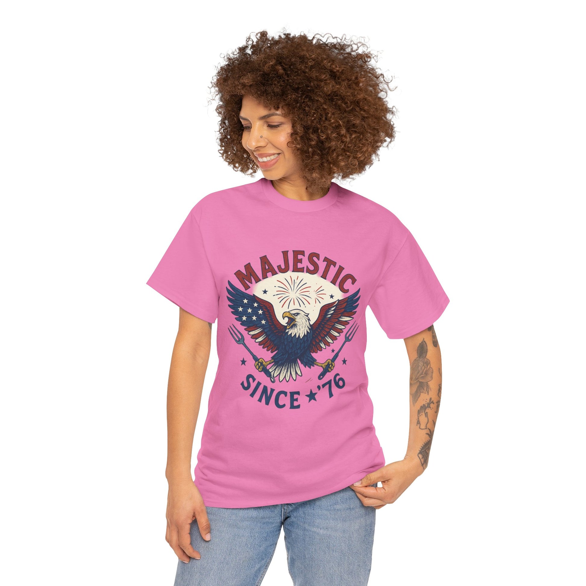 Majestic Eagle Since '76 T-Shirt – Vintage American Flag Tee for Men & Women, Patriotic USA Graphic Shirt